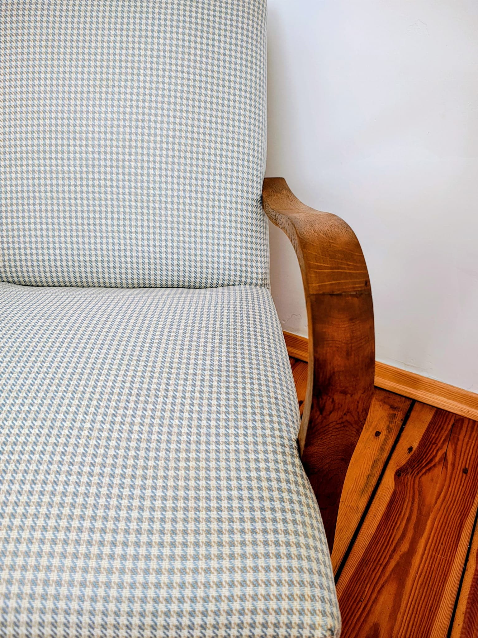 Armchair Mid-century Modern, grey, oak, Czechoslovakia, 1960s. - 83256