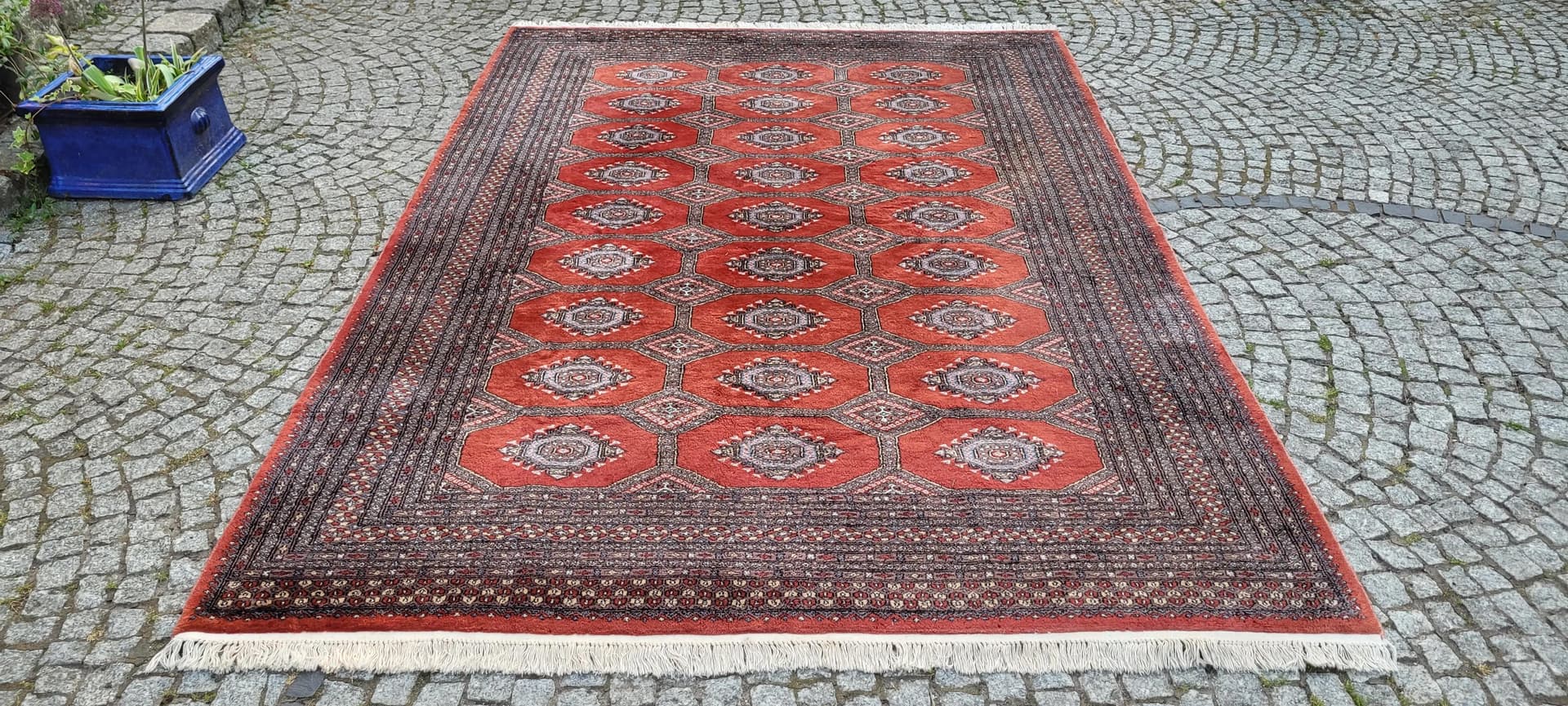 Dywan Buchara, 205x305 cm, czerwony, wełna, Pakistan, lata 60. - 89132