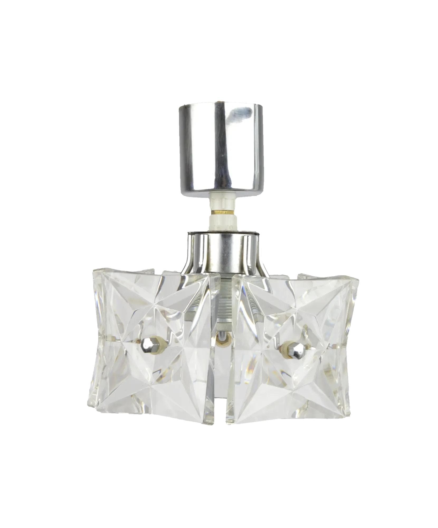 Lampa sufitowa Kinkeldey, srebrny metal, szkło, Niemcy, lata 70.