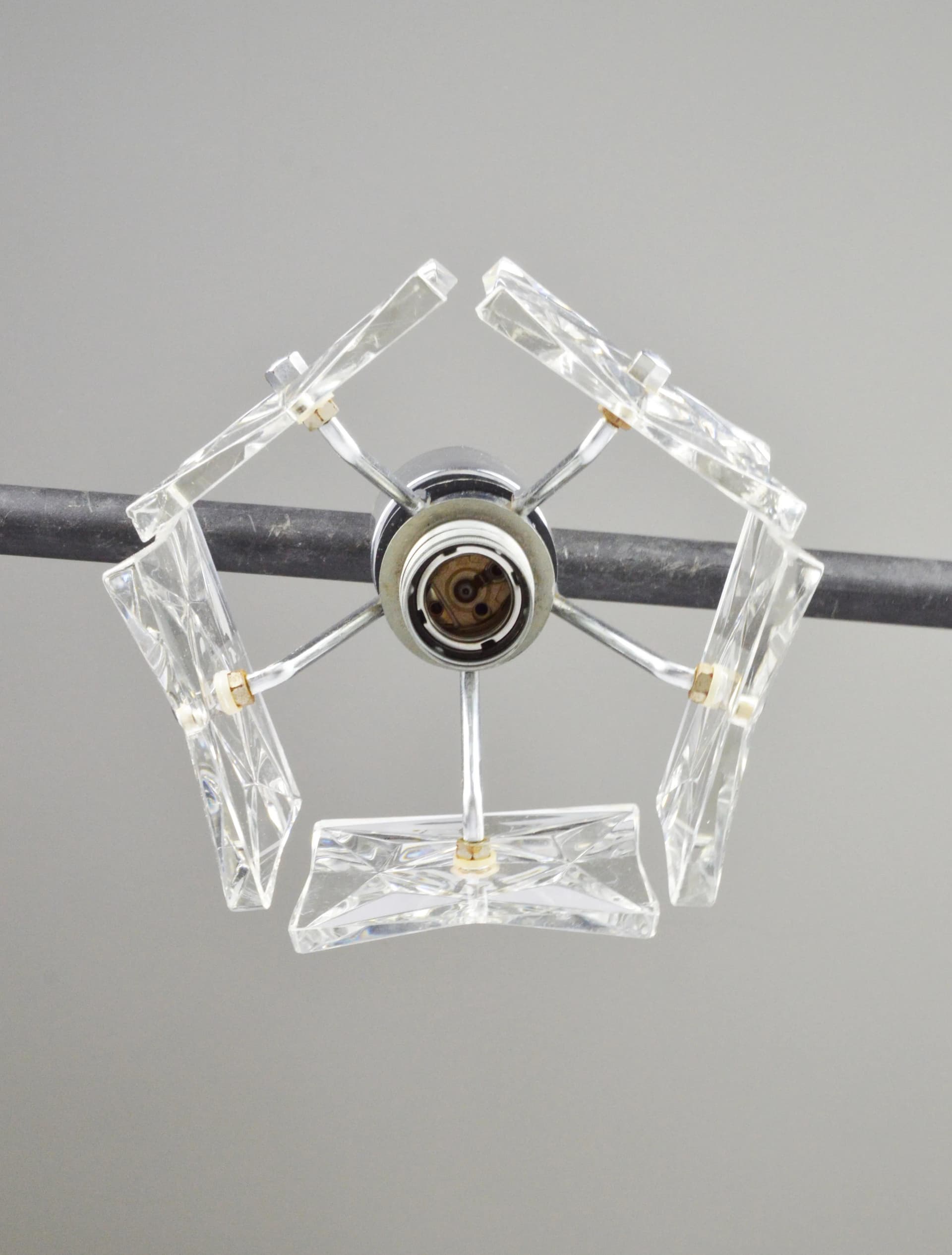 Lampa sufitowa Kinkeldey, srebrny metal, szkło, Niemcy, lata 70. - 86881