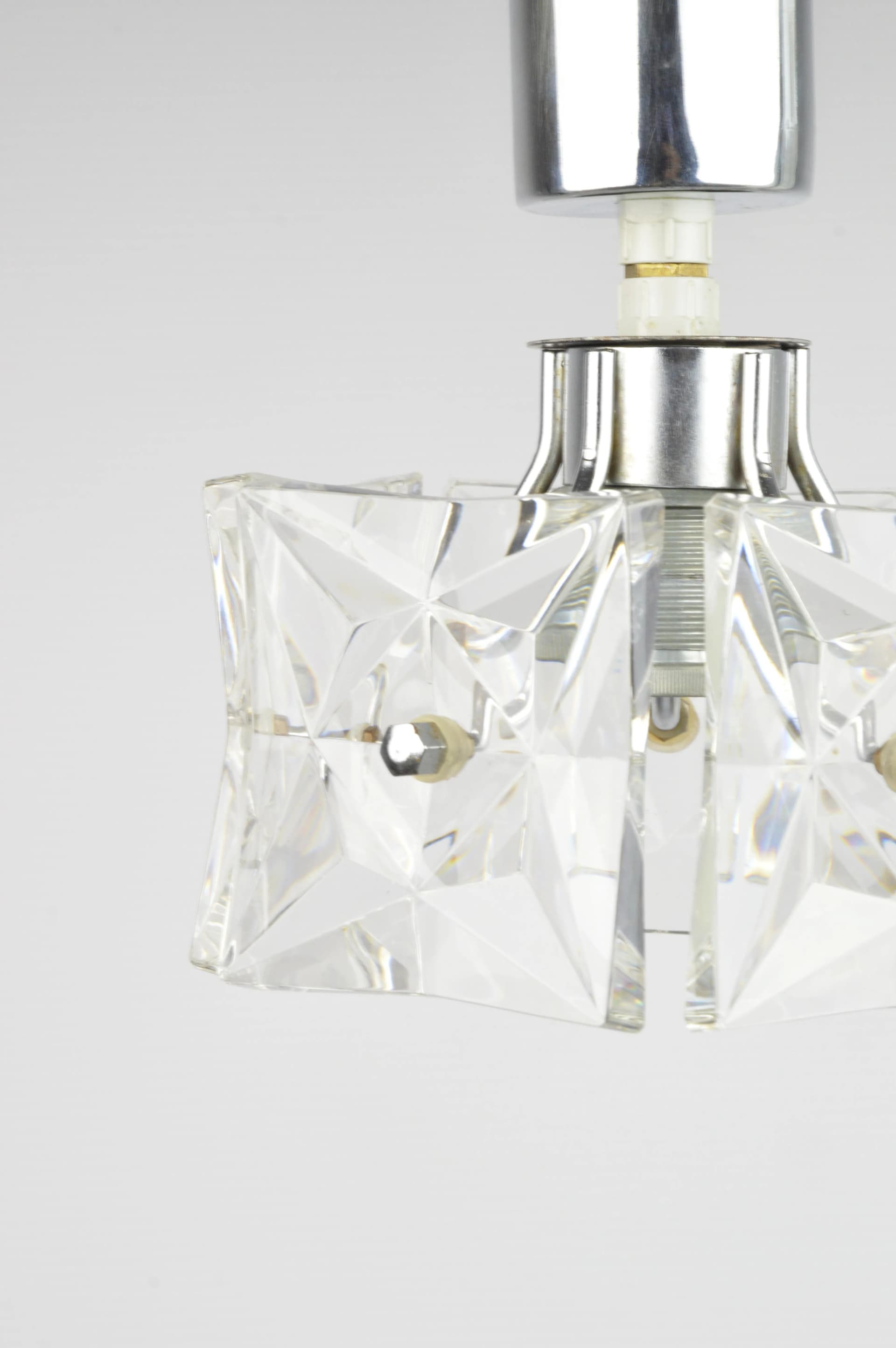 Lampa sufitowa Kinkeldey, srebrny metal, szkło, Niemcy, lata 70. - 86878