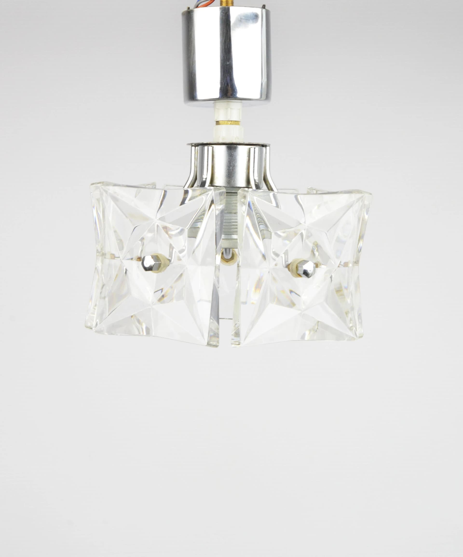 Lampa sufitowa Kinkeldey, srebrny metal, szkło, Niemcy, lata 70. - 86879