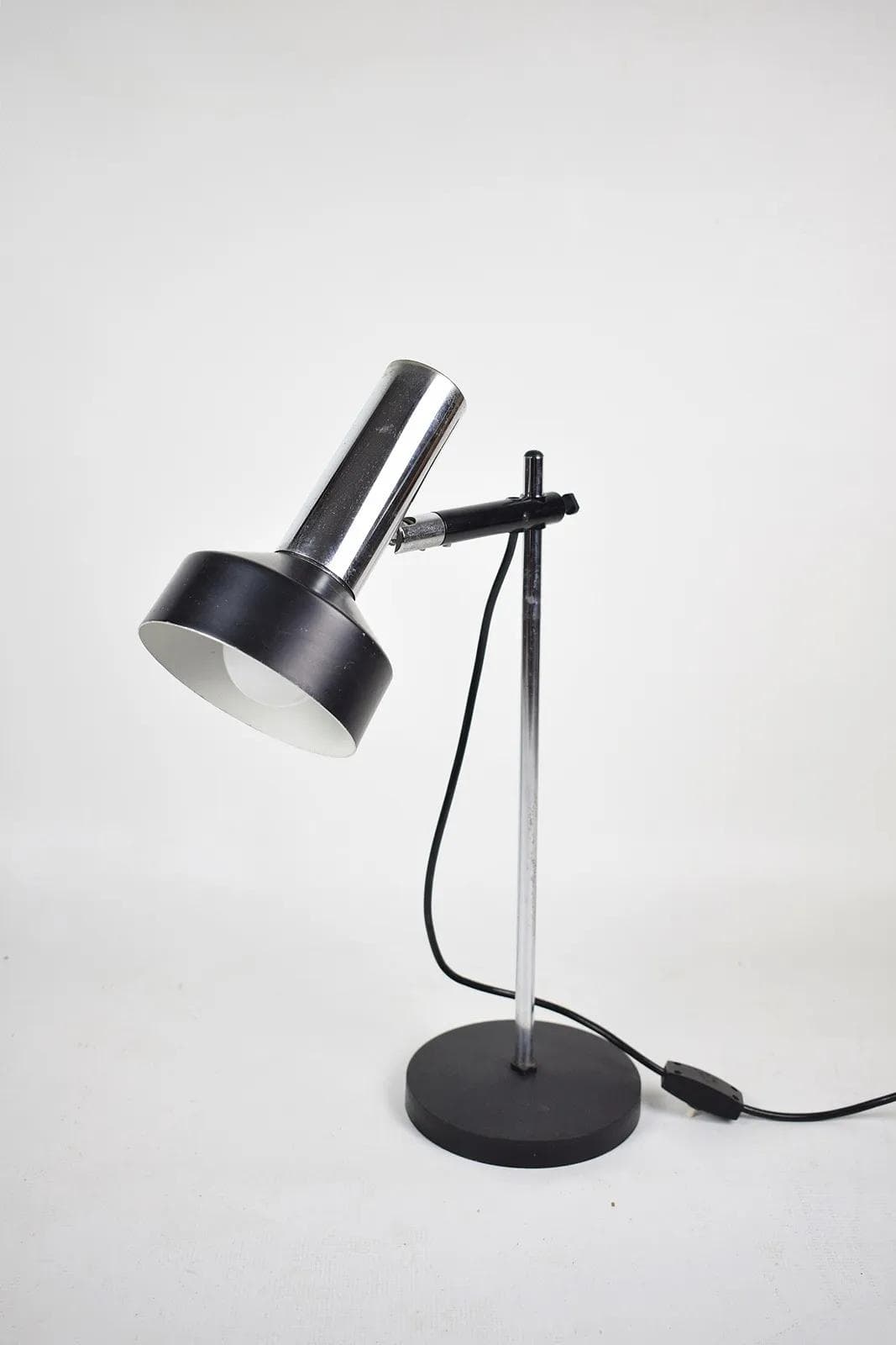 Lampa biurkowa, Koch & Lowy OMI DGBM, metal czarny, chrom, proj. O. Meintzer, Szwajcaria, lata 70. - 86868