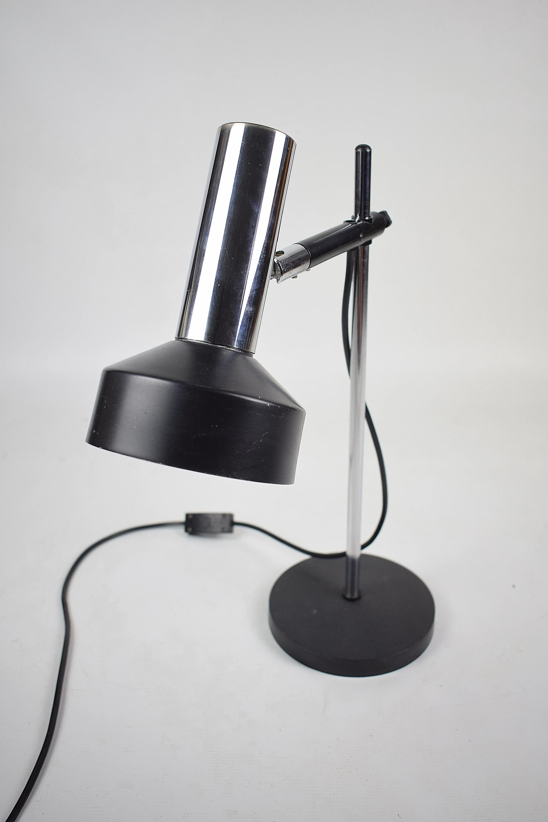 Lampa biurkowa, Koch & Lowy OMI DGBM, metal czarny, chrom, proj. O. Meintzer, Szwajcaria, lata 70. - 86874
