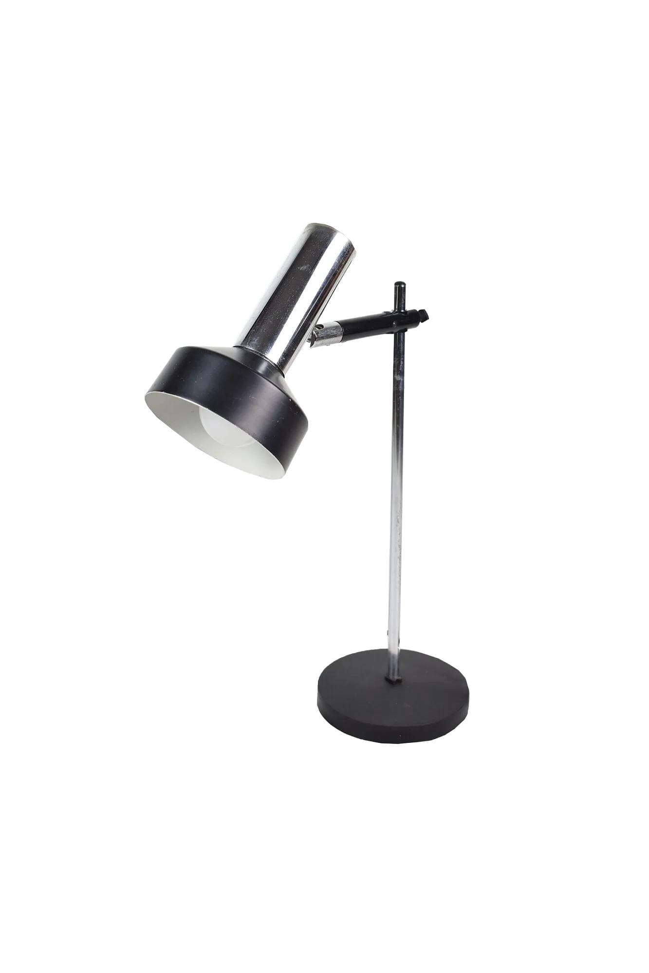 Lampa biurkowa, Koch & Lowy OMI DGBM, metal czarny, chrom, proj. O. Meintzer, Szwajcaria, lata 70.