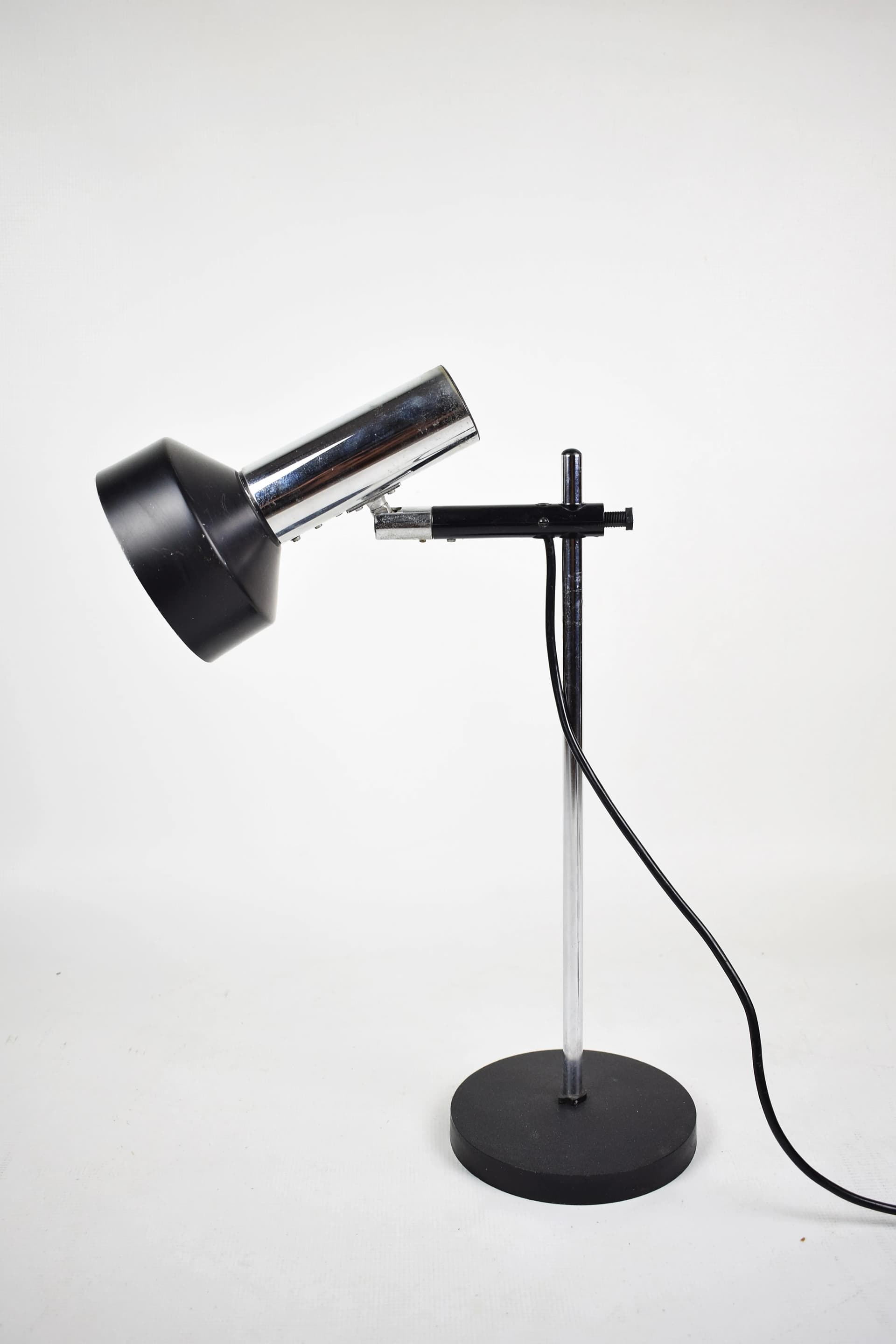 Lampa biurkowa, Koch & Lowy OMI DGBM, metal czarny, chrom, proj. O. Meintzer, Szwajcaria, lata 70. - 86869
