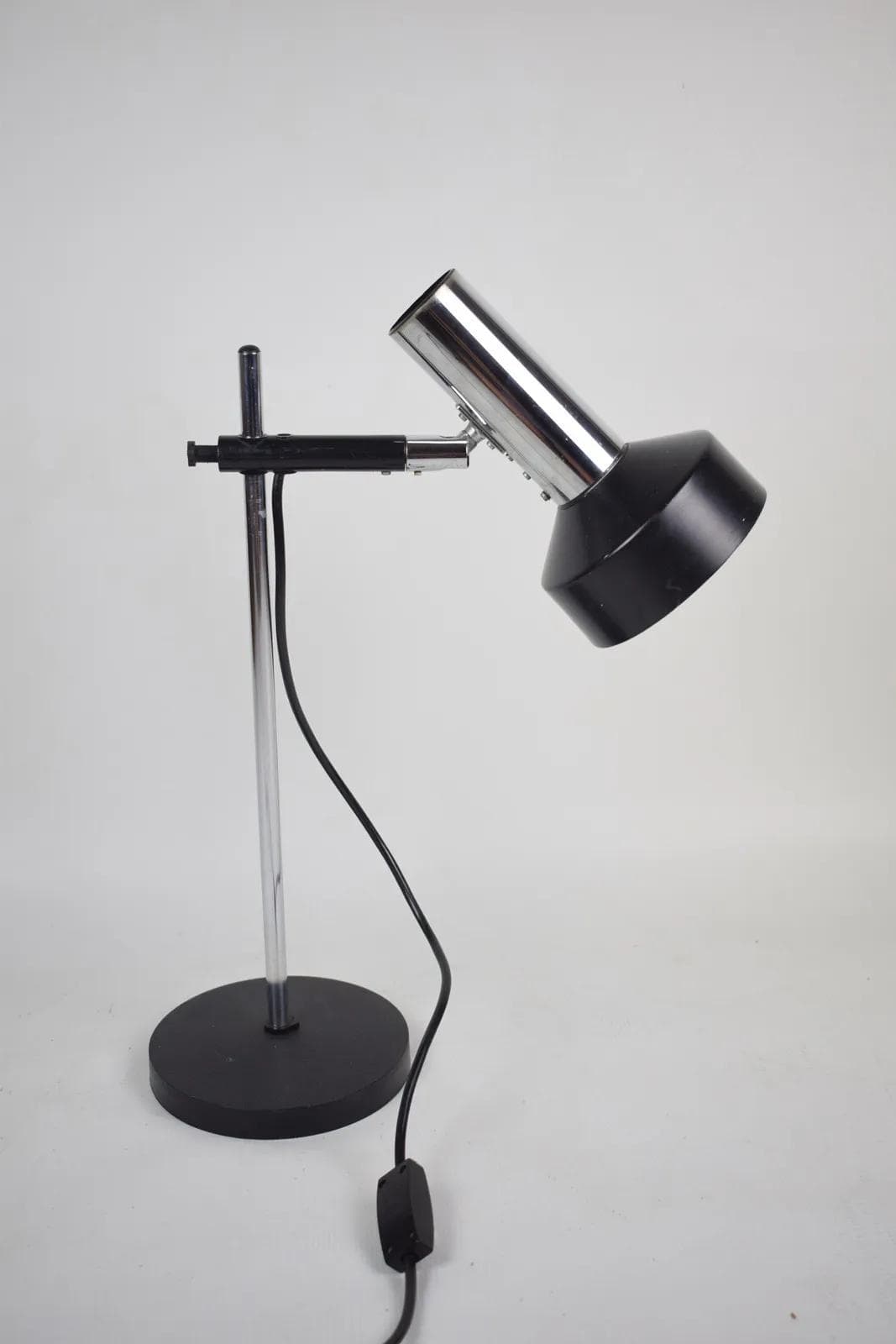 Lampa biurkowa, Koch & Lowy OMI DGBM, metal czarny, chrom, proj. O. Meintzer, Szwajcaria, lata 70. - 86871