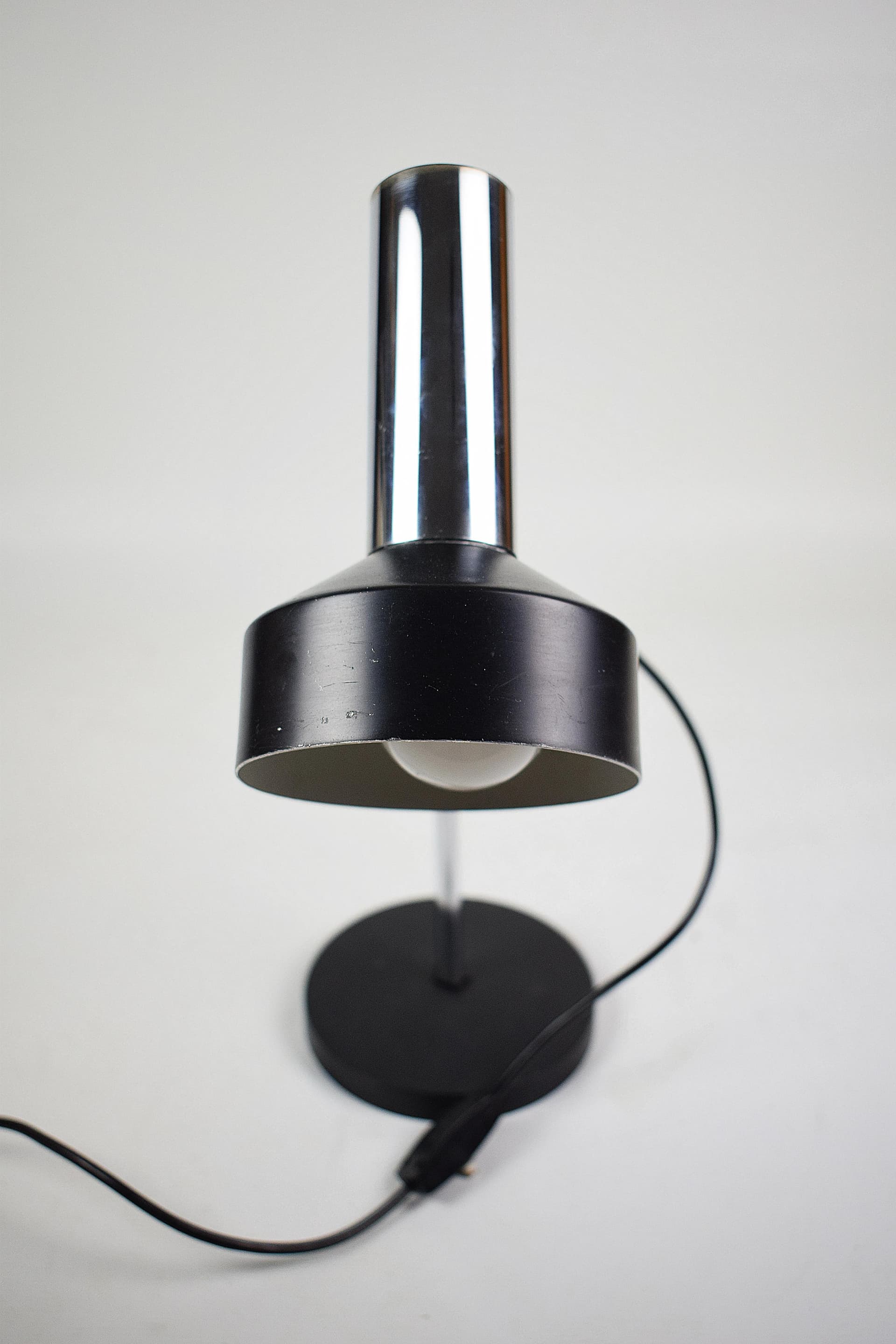 Lampa biurkowa, Koch & Lowy OMI DGBM, metal czarny, chrom, proj. O. Meintzer, Szwajcaria, lata 70. - 86875