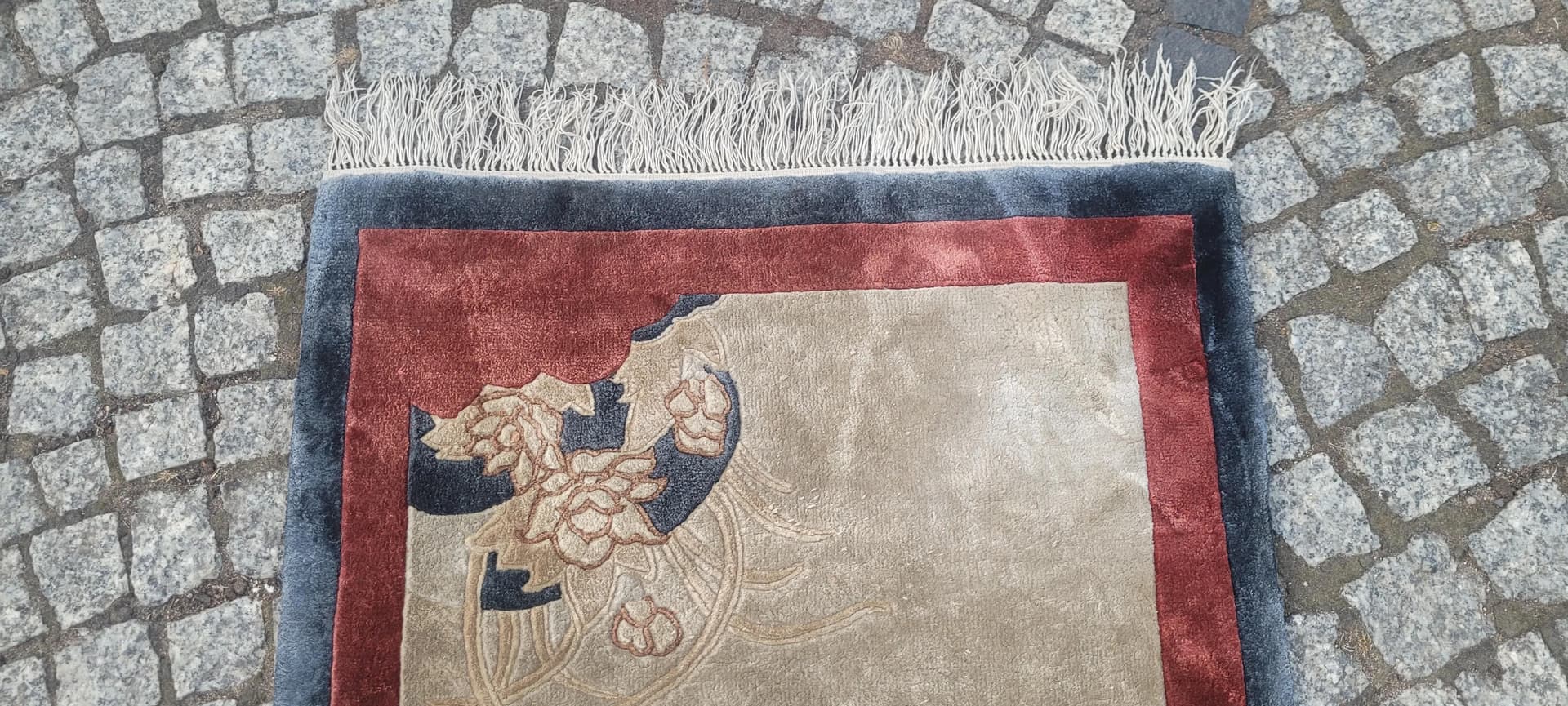 Dywan Art déco 62x140 cm, beżowy, jedwab, Chiny, początek XX w. - 89089