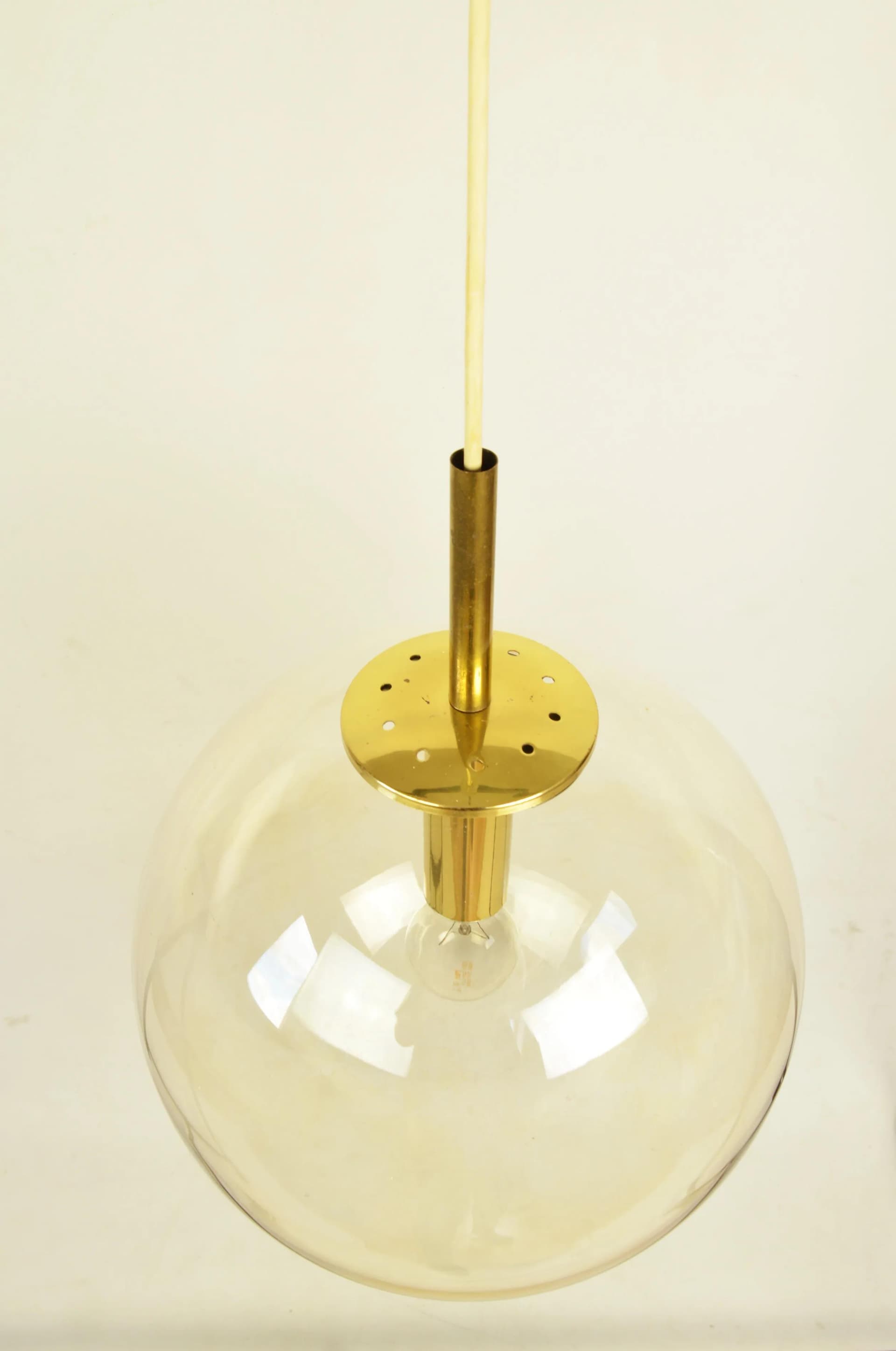 Pendant lamp, golden glass, Poland, 1970s. - 86823