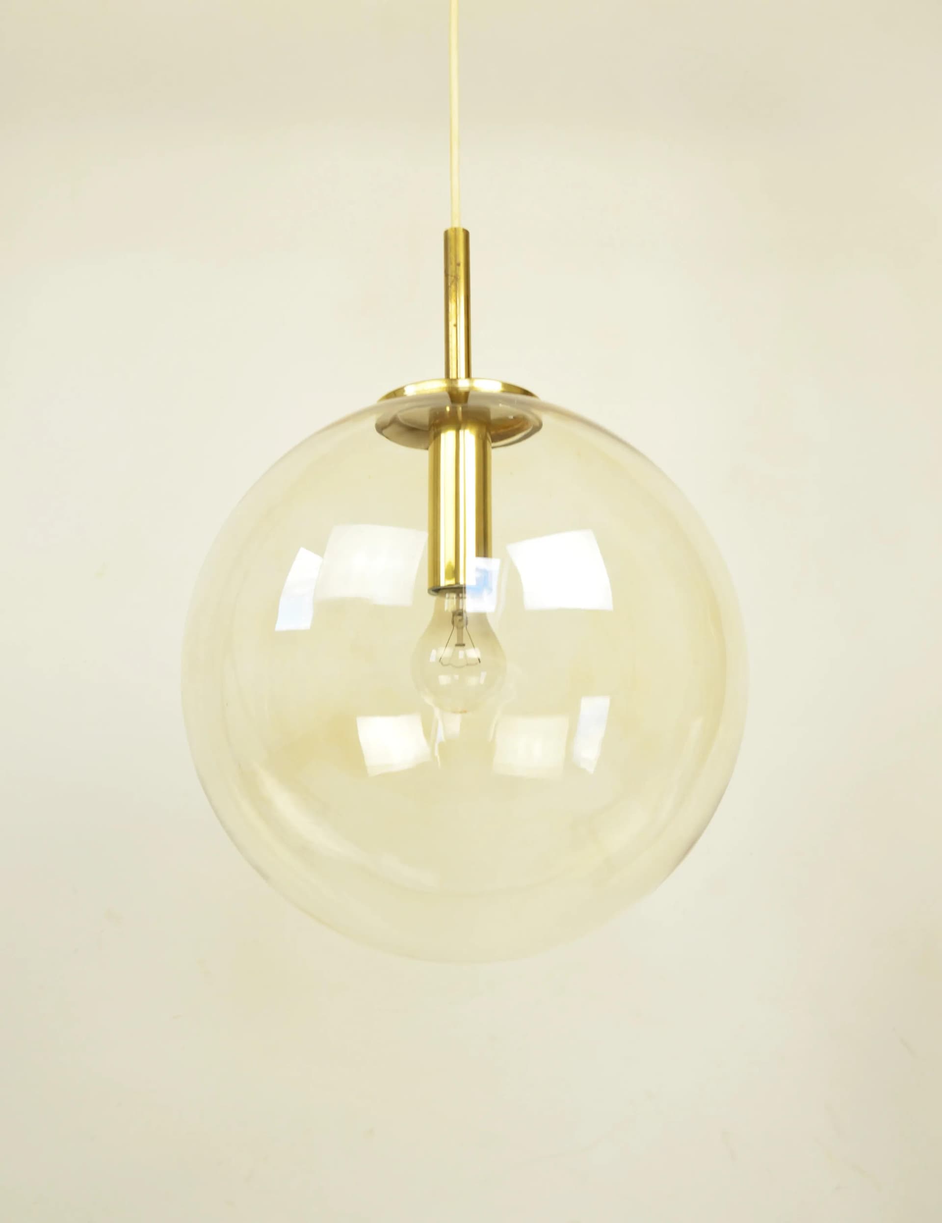 Pendant lamp, golden glass, Poland, 1970s. - 86824