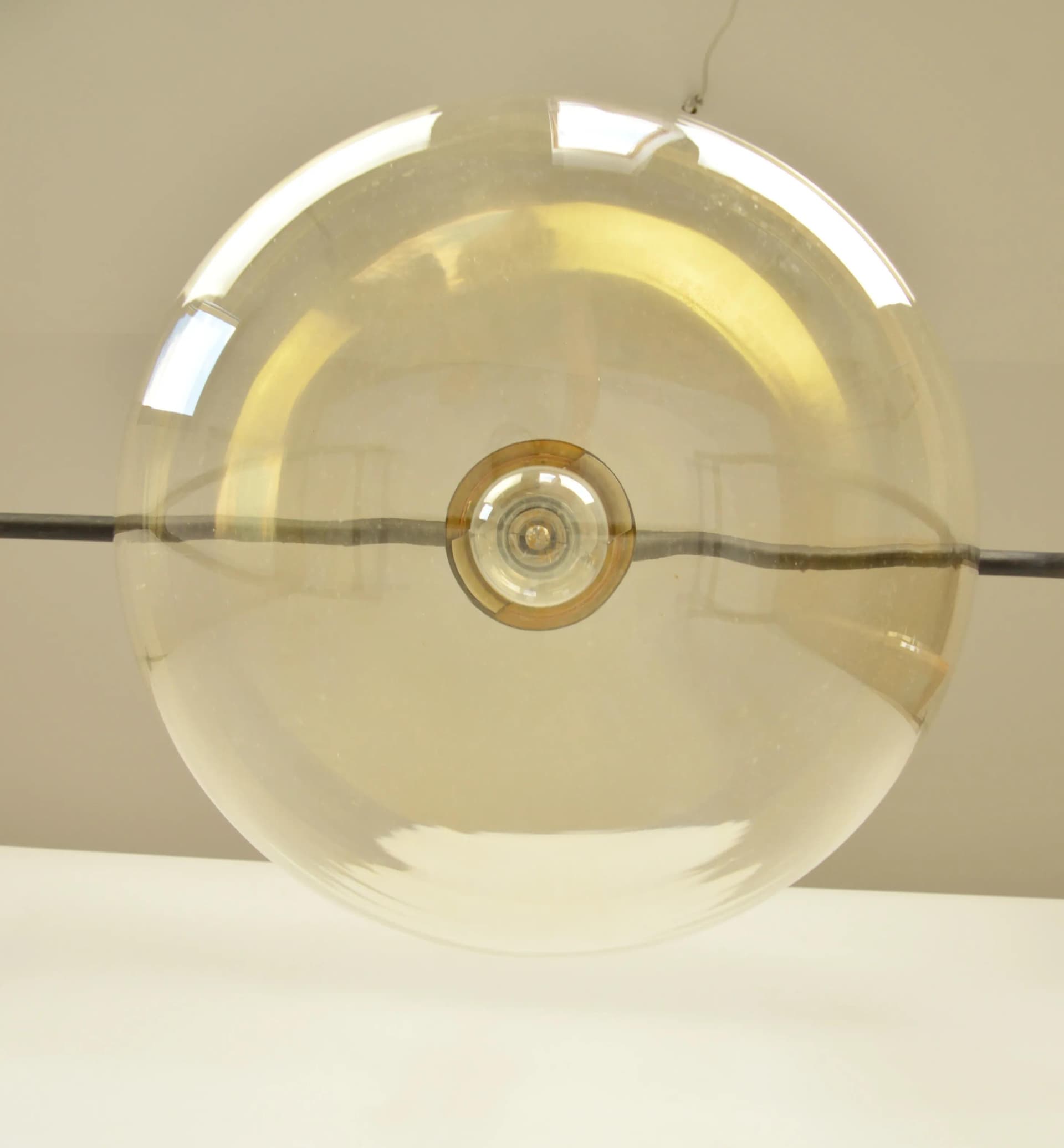Pendant lamp, golden glass, Poland, 1970s. - 86822