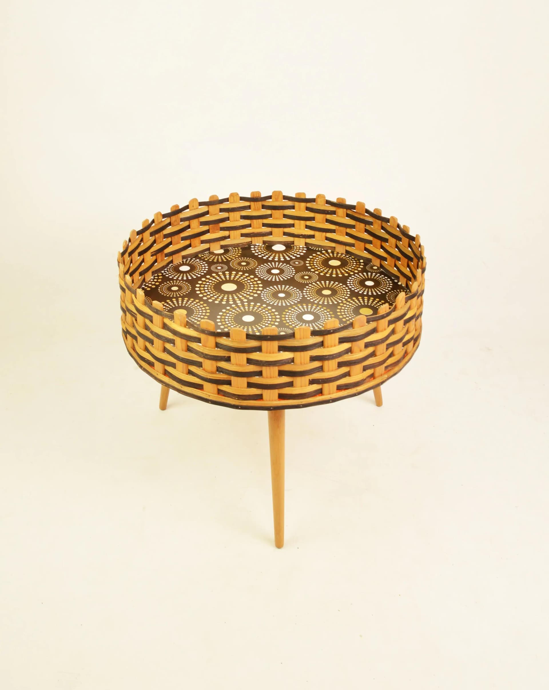 Plant Stand, brown rattan, Poland, 1970s. - 86817