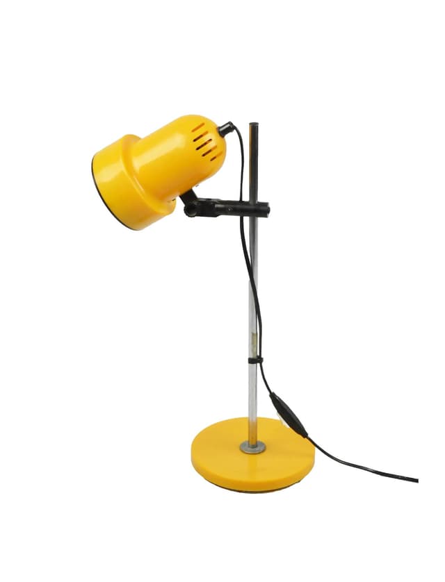 Lampka biurkowa, żółty, plastik, metal, Szwecja, lata 70. - WYMIARY