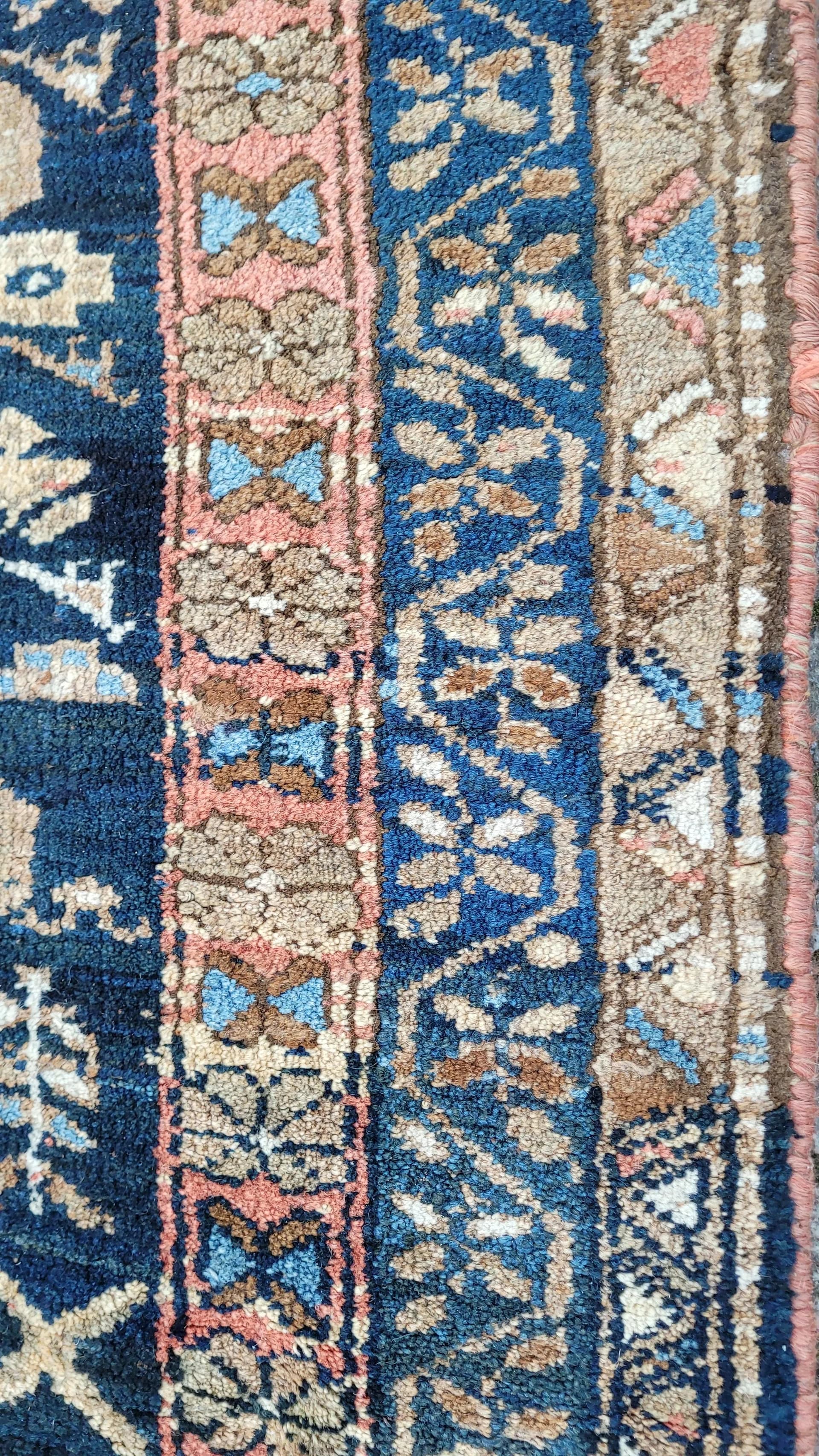 Chodnik Kaszkaj 108x375 cm, granatowy, wełna, Iran, lata 60. - 89063