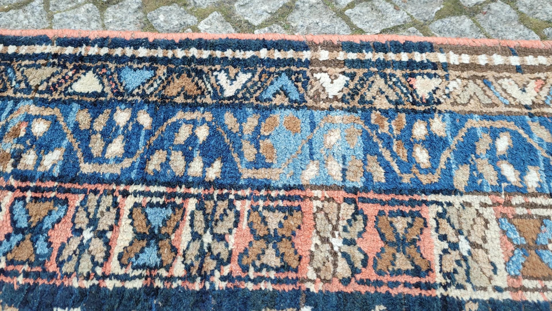 Chodnik Kaszkaj 108x375 cm, granatowy, wełna, Iran, lata 60. - 89067