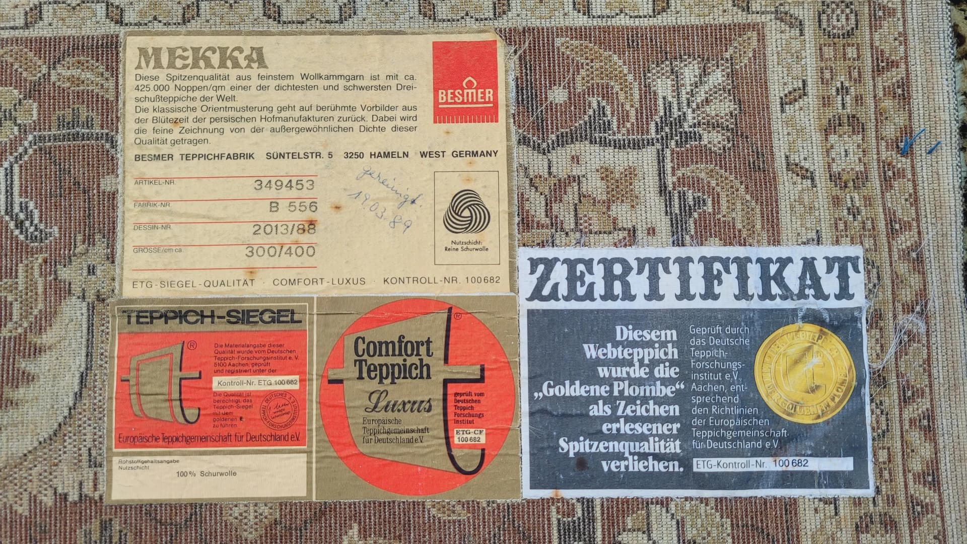 Dywan perski salonowy, beżowy, wełna, Polska - 89056