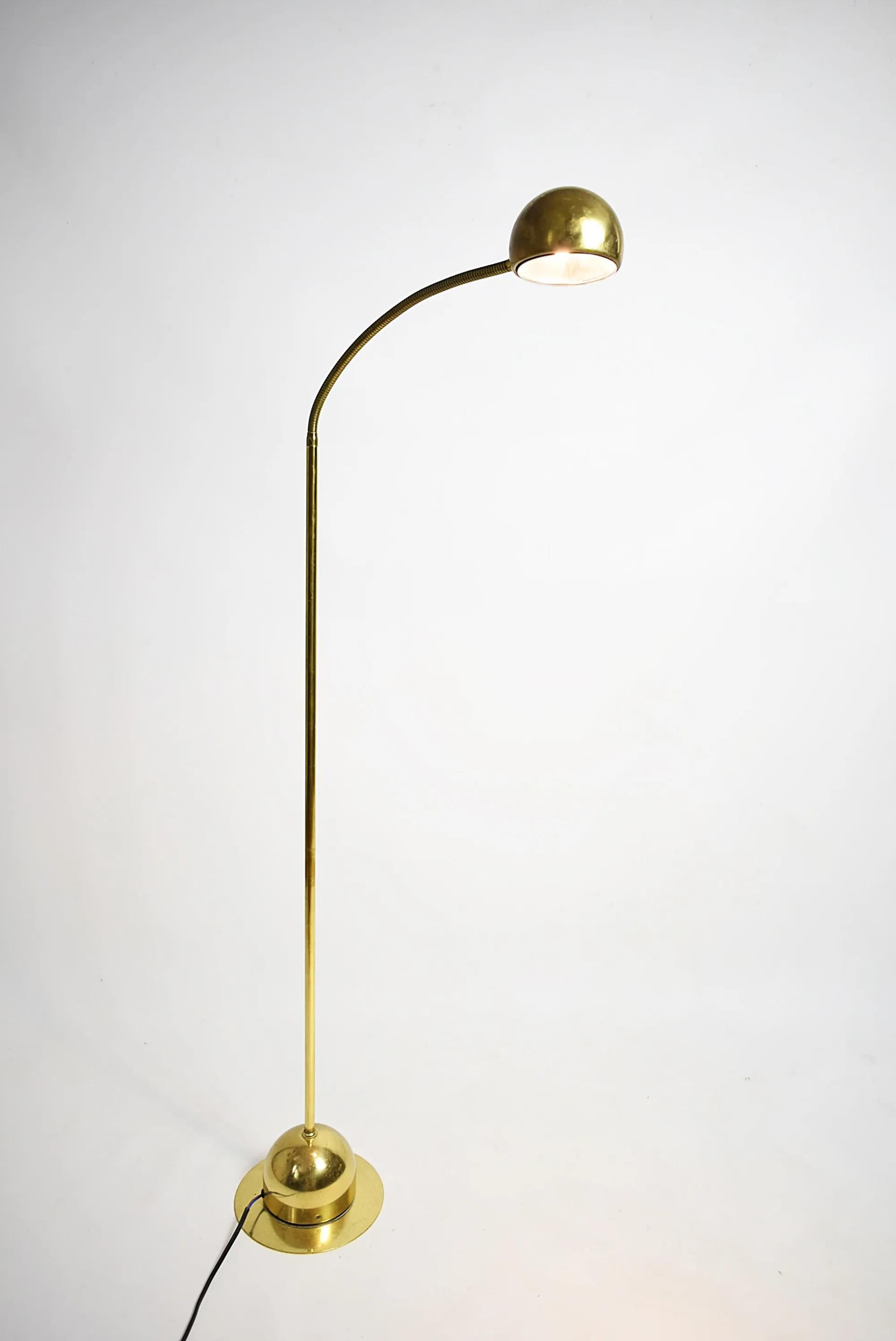 Lampa podłogowa, złoty, metal, Polska, lata 80. - 86776