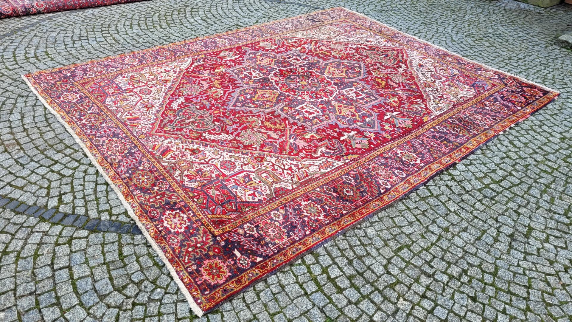 Dywan Heriz 273x350 cm, czerwony, wełna, Iran, XIX w. - 89019