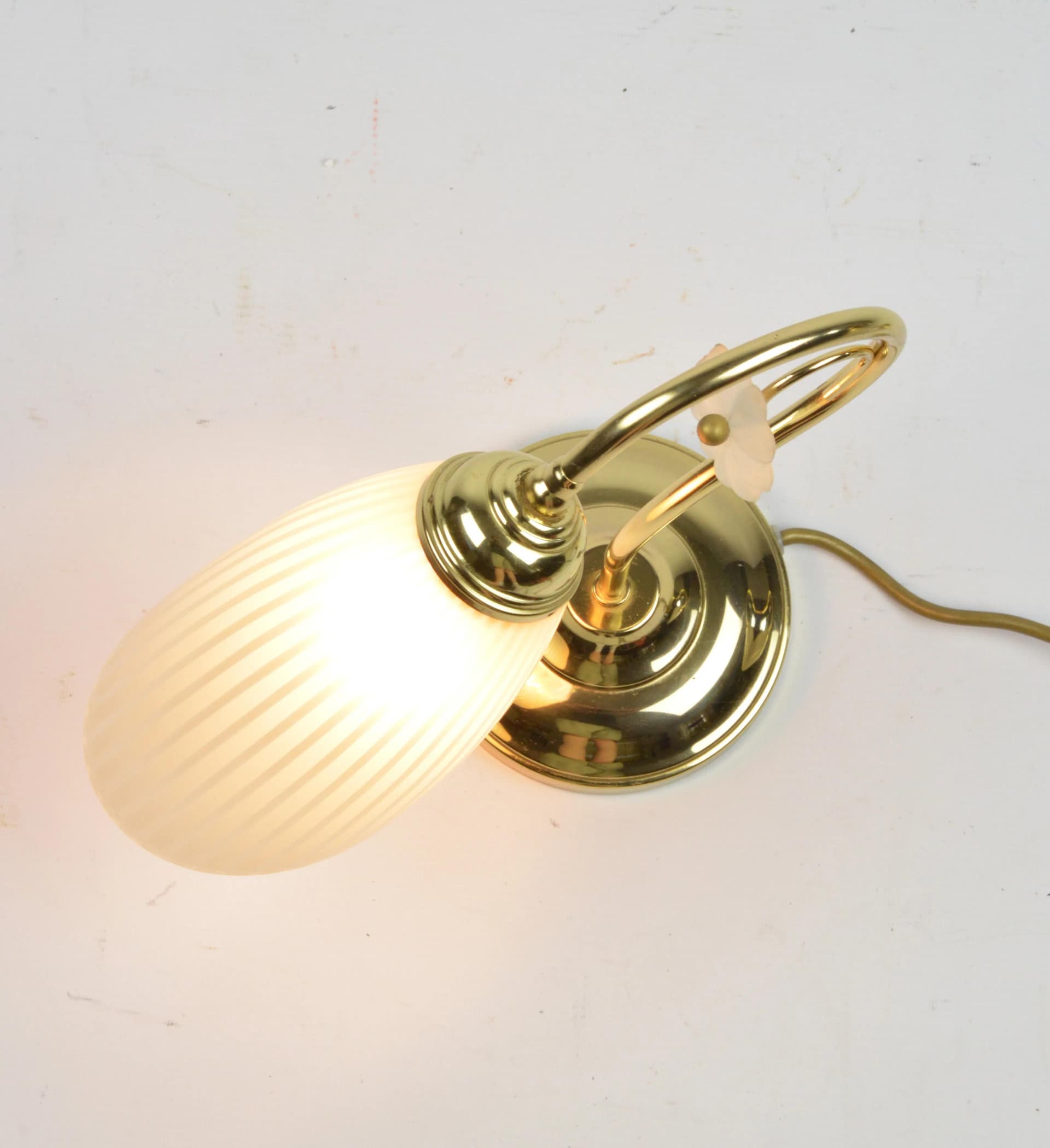 Pair of table lamps, gold, metal glass, Poland, 1980s. - 86713