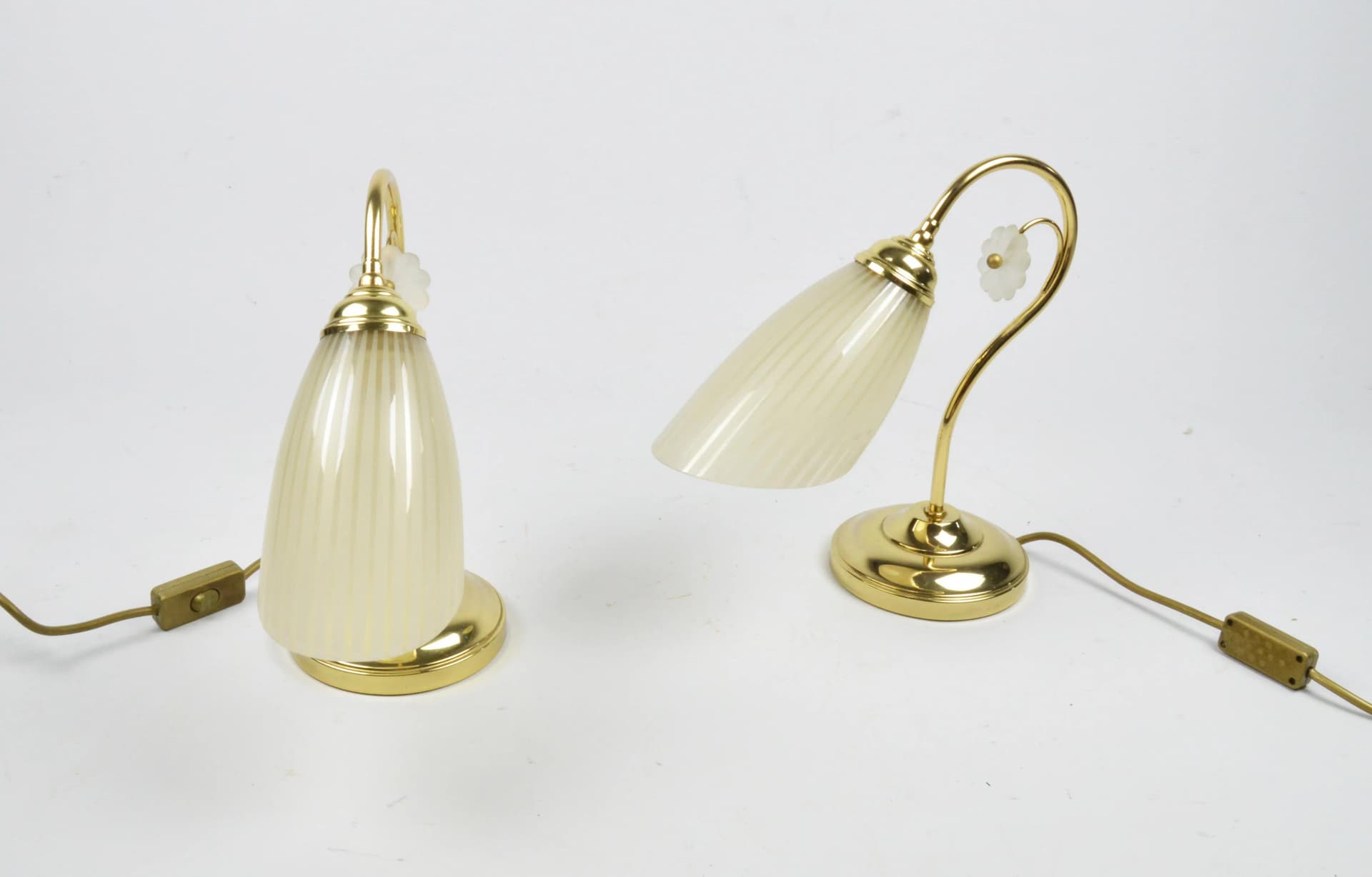 Pair of table lamps, gold, metal glass, Poland, 1980s. - 86712