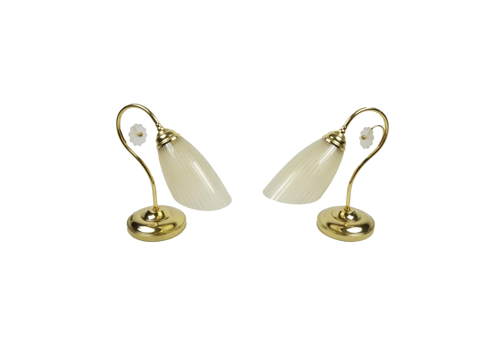 Pair of table lamps, gold, metal glass, Poland, 1980s.