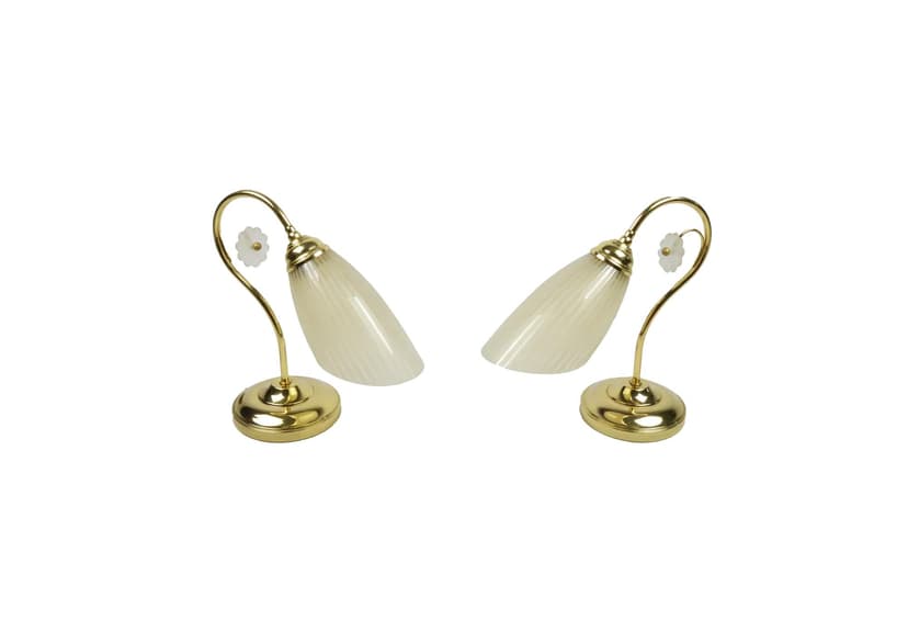 Pair of table lamps, gold, metal glass, Poland, 1980s.