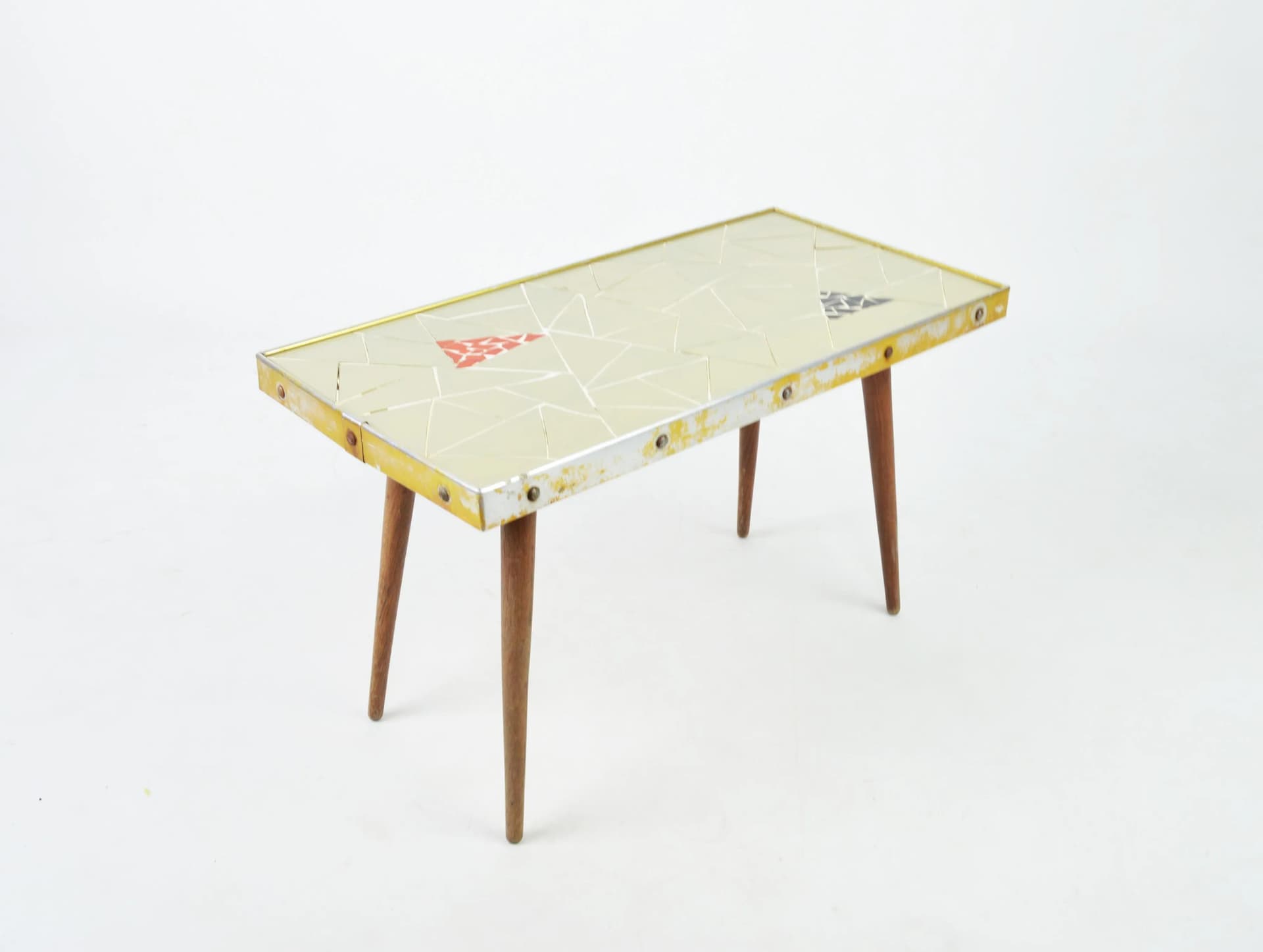 Plant stand table, white ceramic, wood, Poland, 1970s. - 86700