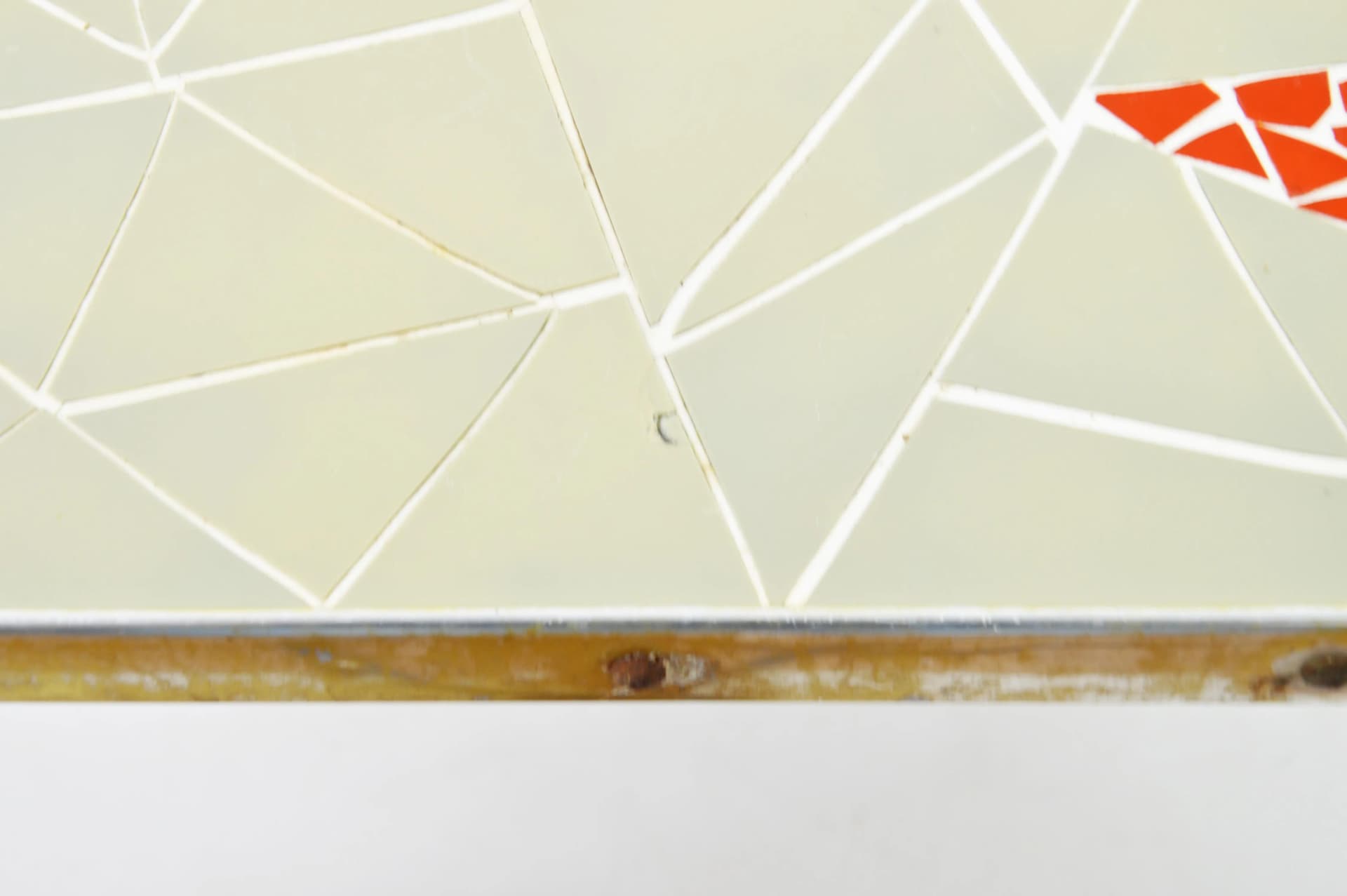 Plant stand table, white ceramic, wood, Poland, 1970s. - 86697