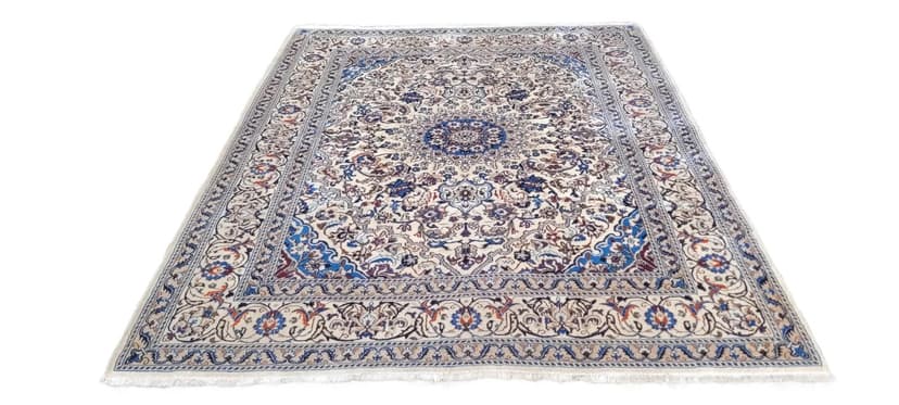 Rug Nain 200x250 cm, beige, wool with silk, Iran