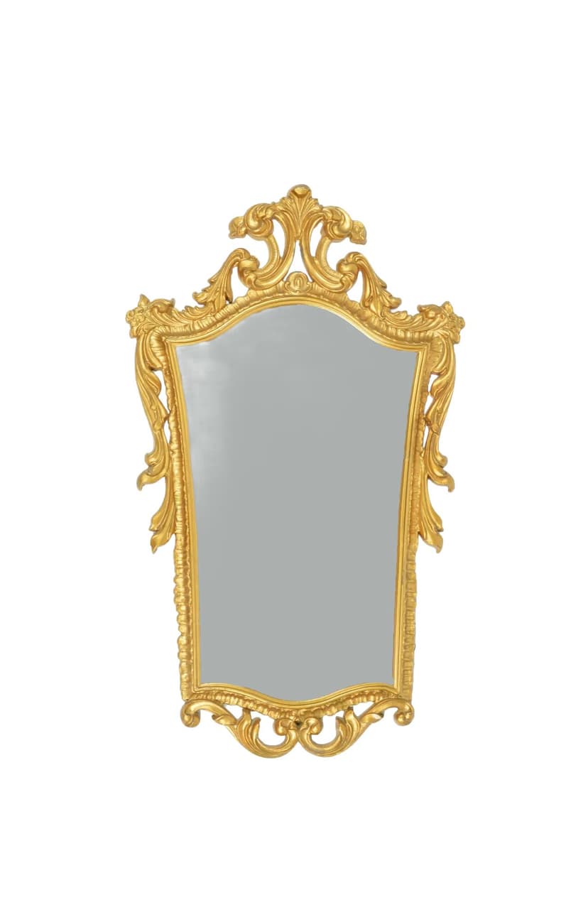 Wall Mirror Neo-Baroque, golden, wood, Poland, 1970s