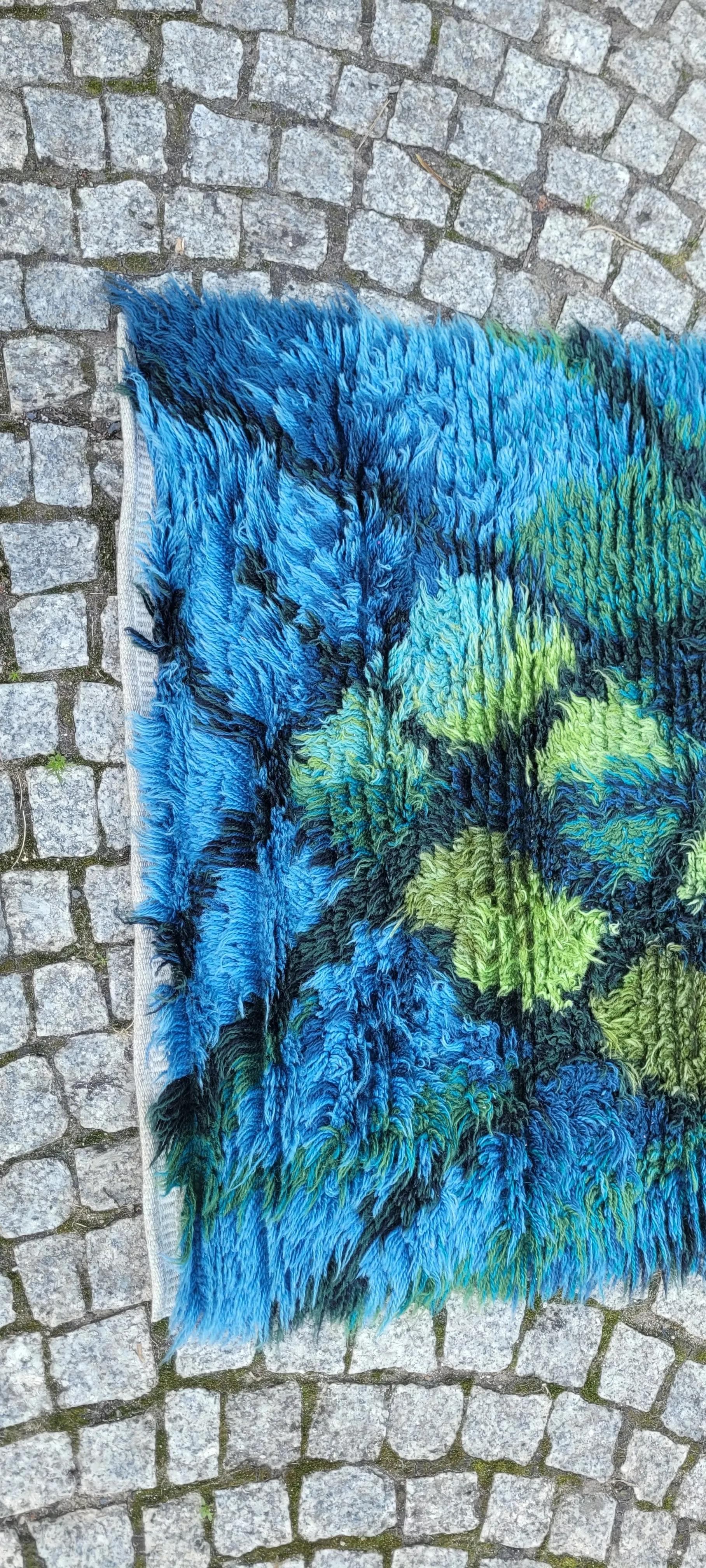 Dywan Rya, 120x80cm, multikolor, wełna, Szwecja, lata 70. - 88912