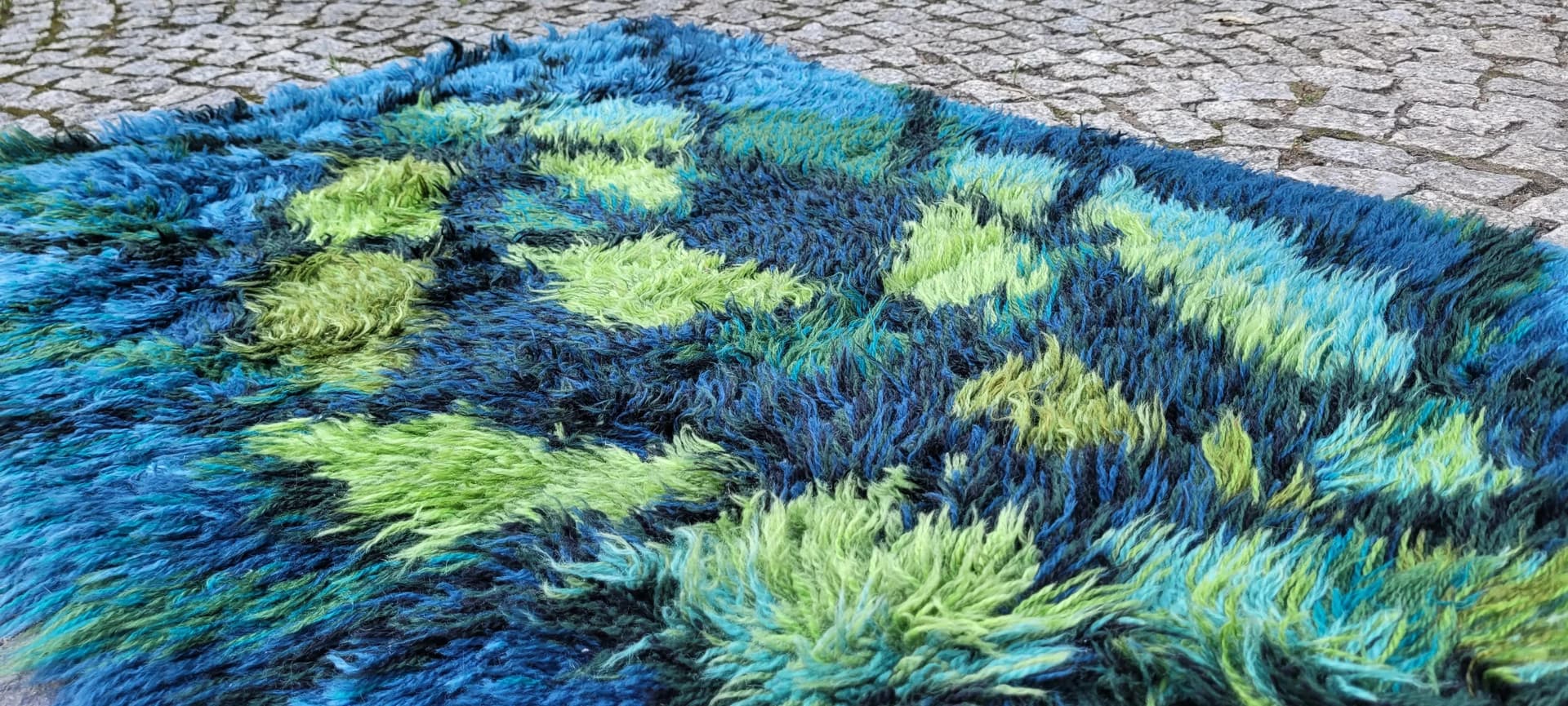 Dywan Rya, 120x80cm, multikolor, wełna, Szwecja, lata 70. - 88918