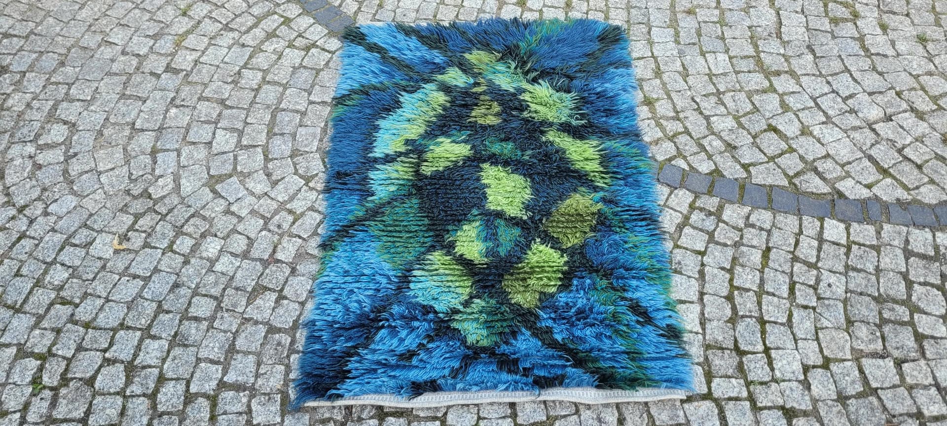 Dywan Rya, 120x80cm, multikolor, wełna, Szwecja, lata 70. - 88914