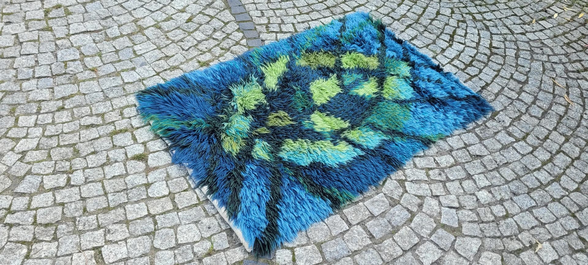 Dywan Rya, 120x80cm, multikolor, wełna, Szwecja, lata 70. - 88916