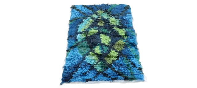 Dywan Rya, 120x80cm, multikolor, wełna, Szwecja, lata 70. - WYMIARY