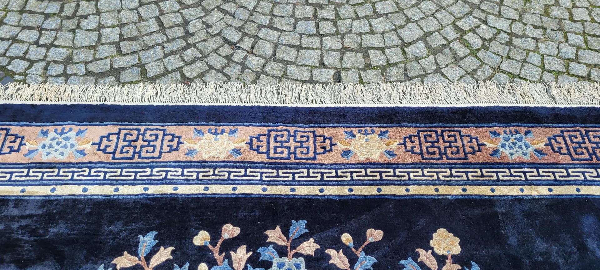 Dywan orientalny, granatowy, jedwab, Chiny, lata 80., 205x280 cm - 88910