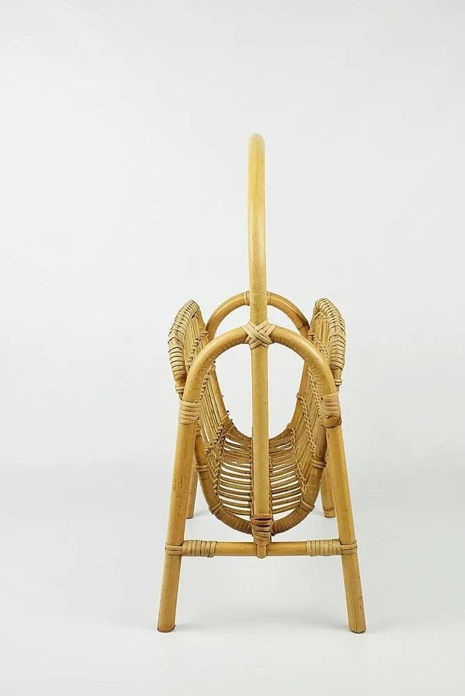 Gazetnik, żółty, bambus, Polska, lata 70. - 86600