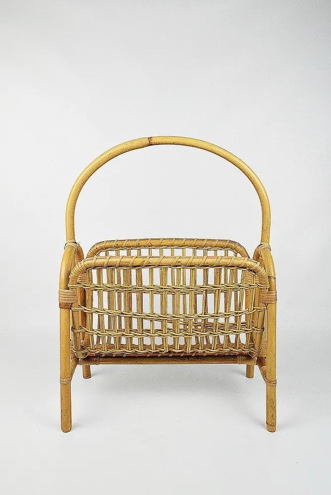 Gazetnik, żółty, bambus, Polska, lata 70. - 86602