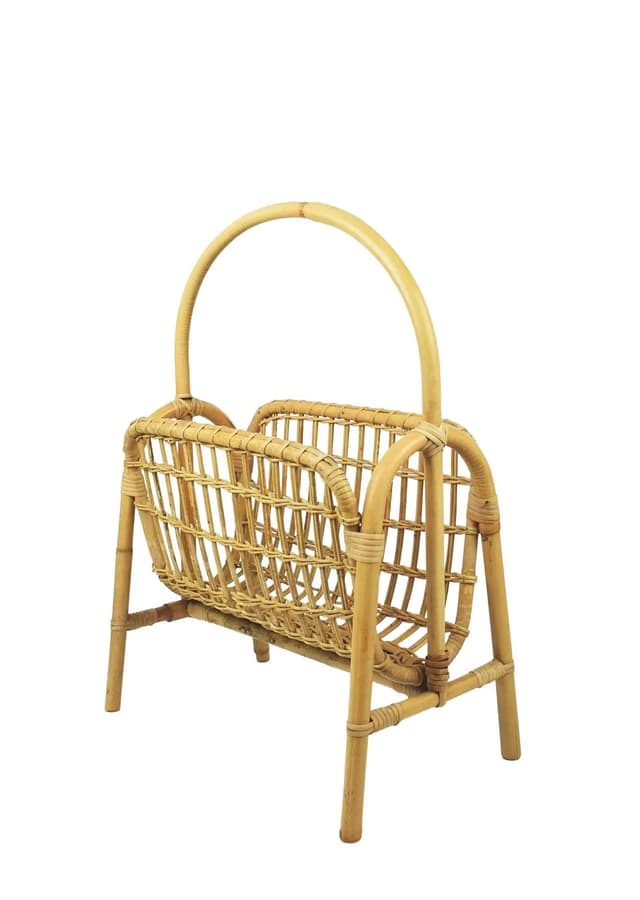 Gazetnik, żółty, bambus, Polska, lata 70. - WYMIARY