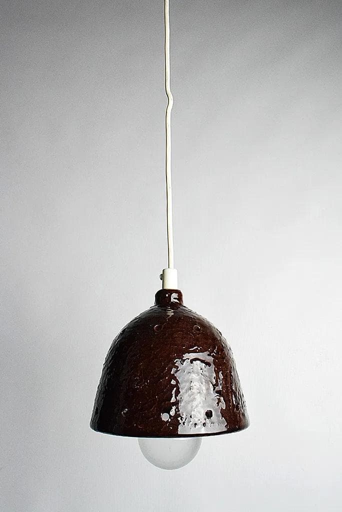 Pendant lamp, brown, ceramics, Sweden, 1970s. - 86549