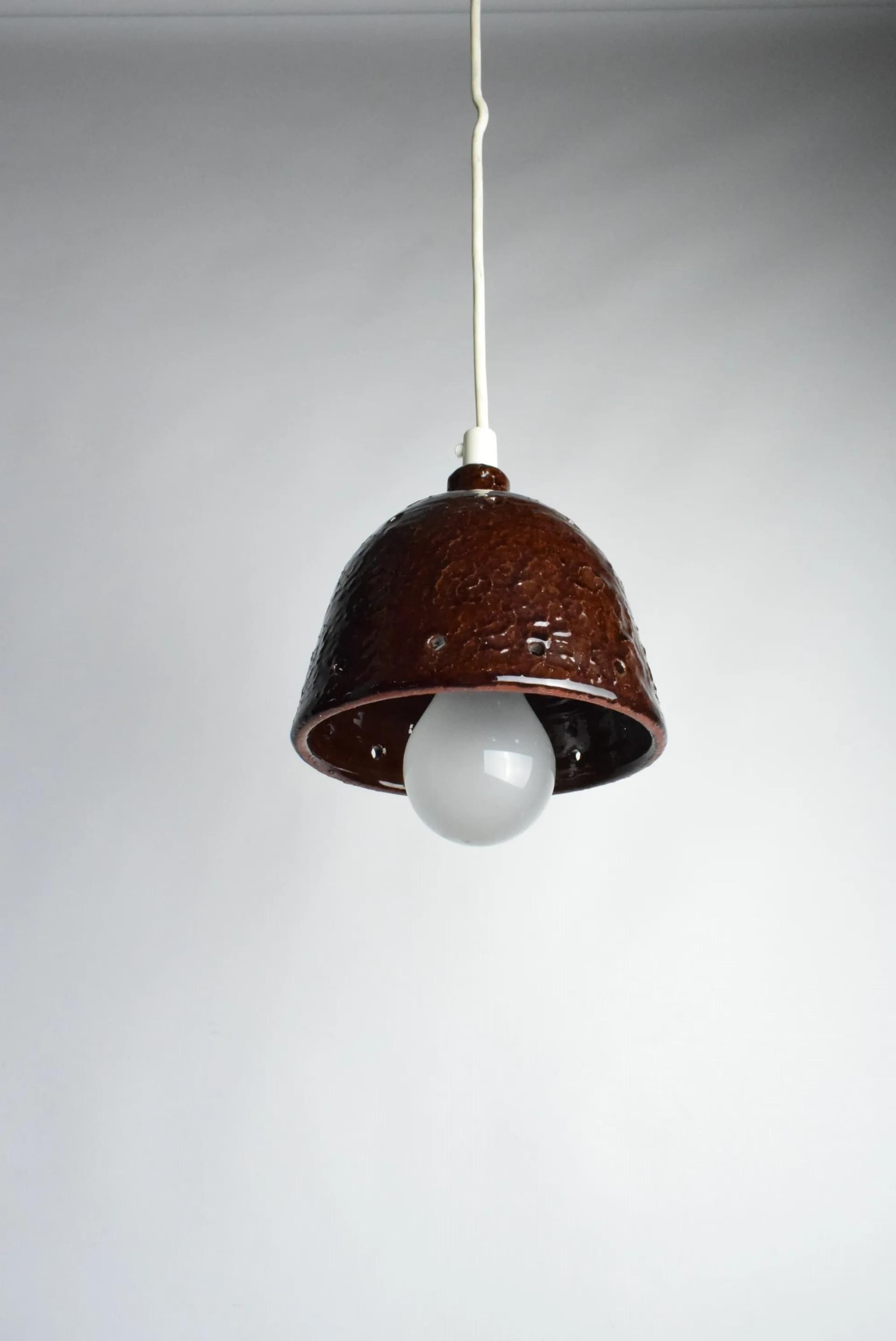 Pendant lamp, brown, ceramics, Sweden, 1970s. - 86551