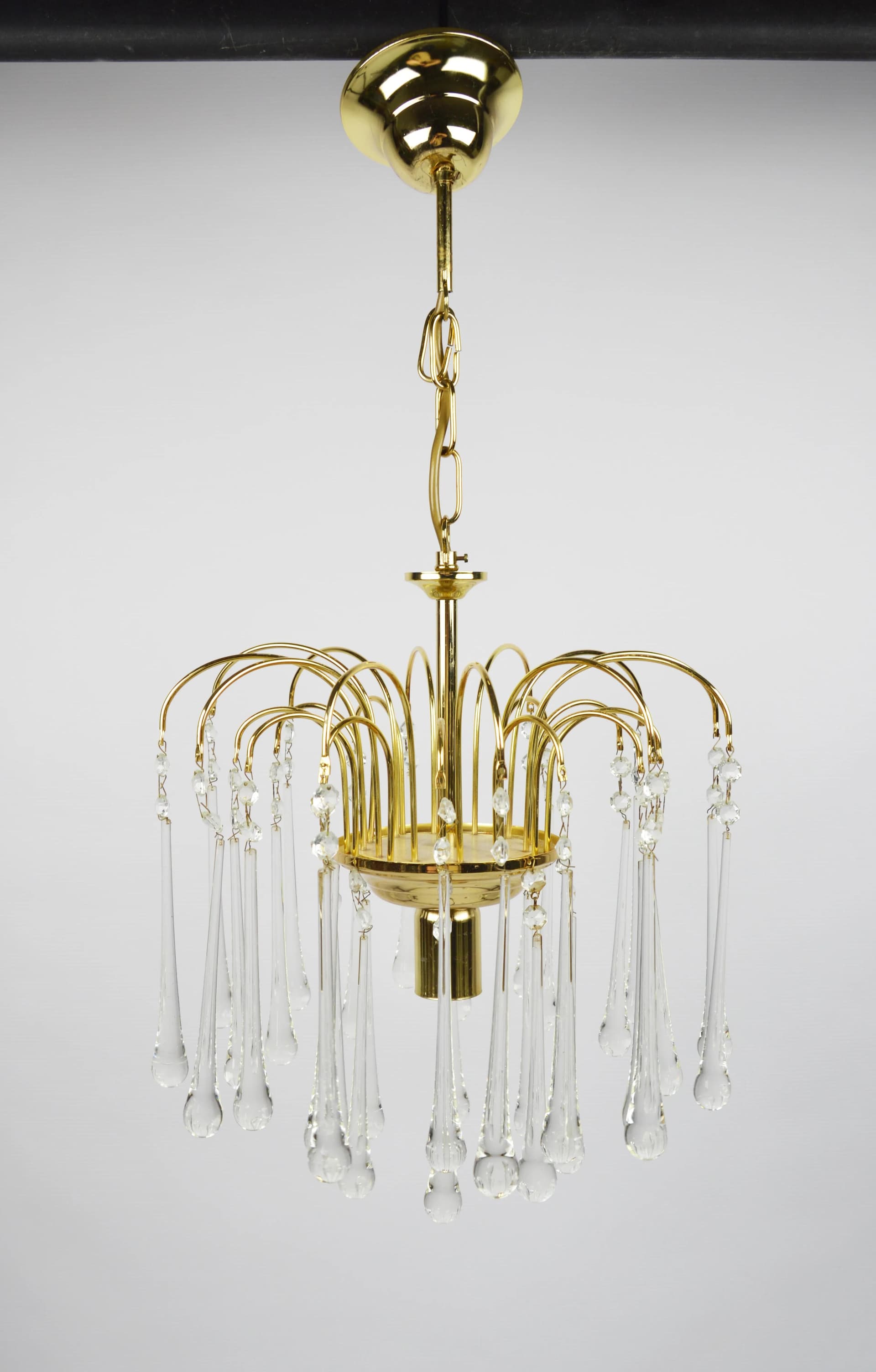 Chandelier Orion, transparent glass, gold metal, Austria, 1970s - 86540