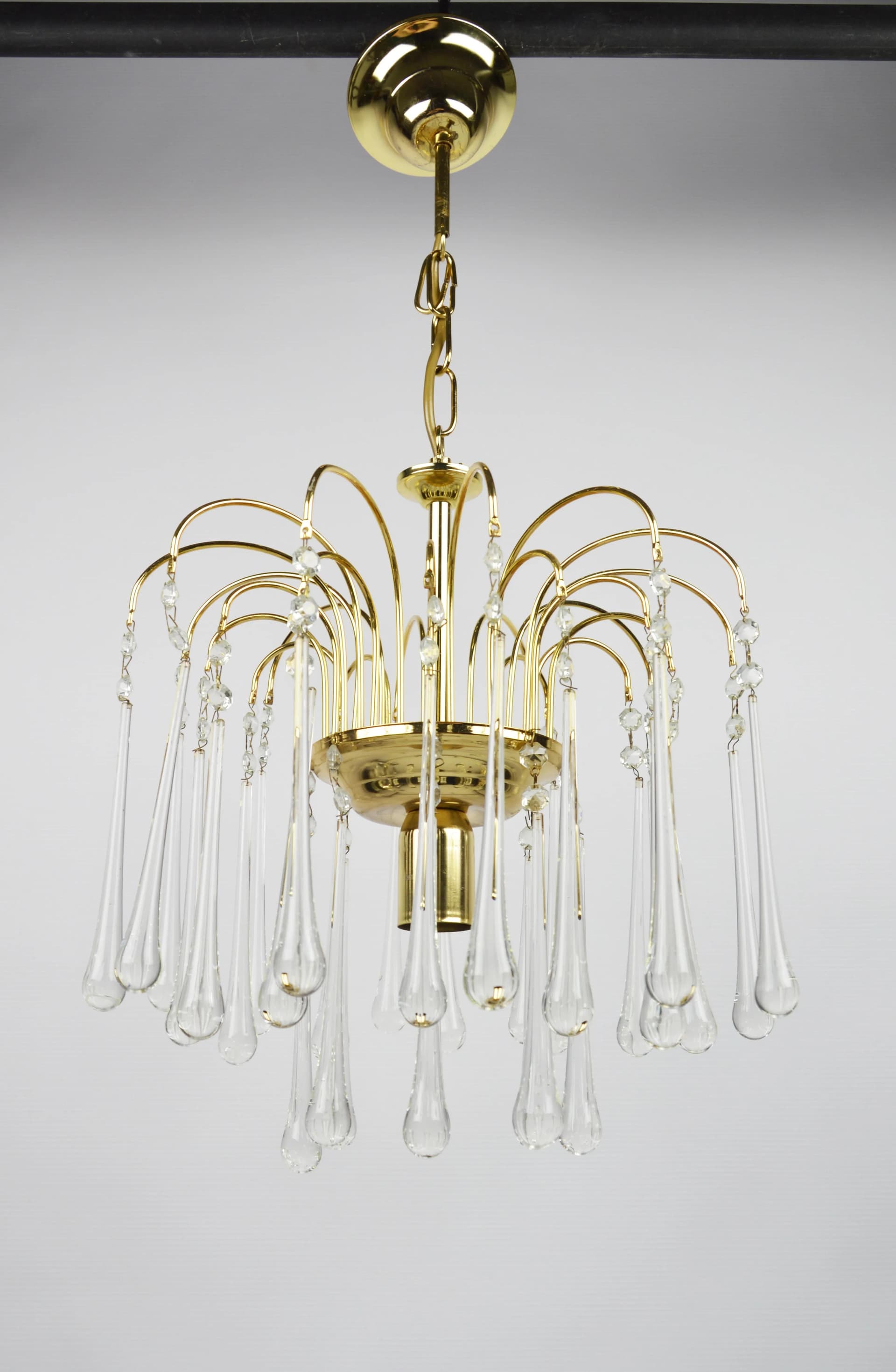 Chandelier Orion, transparent glass, gold metal, Austria, 1970s - 86543