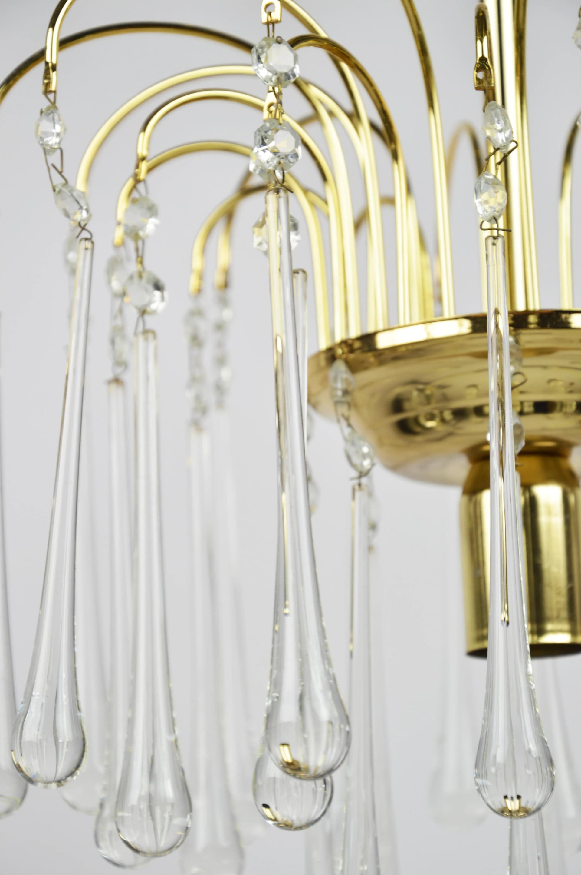 Chandelier Orion, transparent glass, gold metal, Austria, 1970s - 86539
