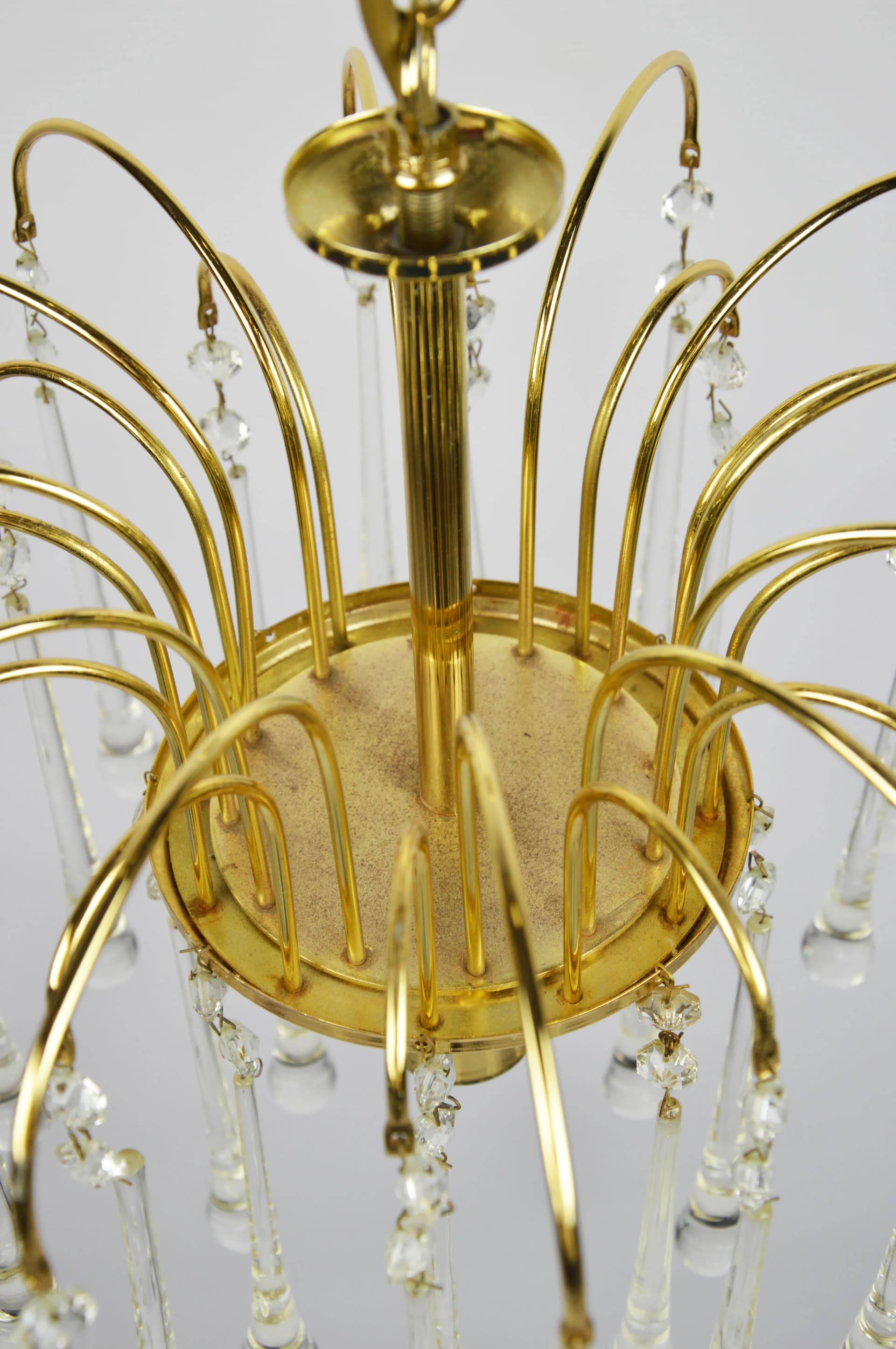 Chandelier Orion, transparent glass, gold metal, Austria, 1970s - 86538