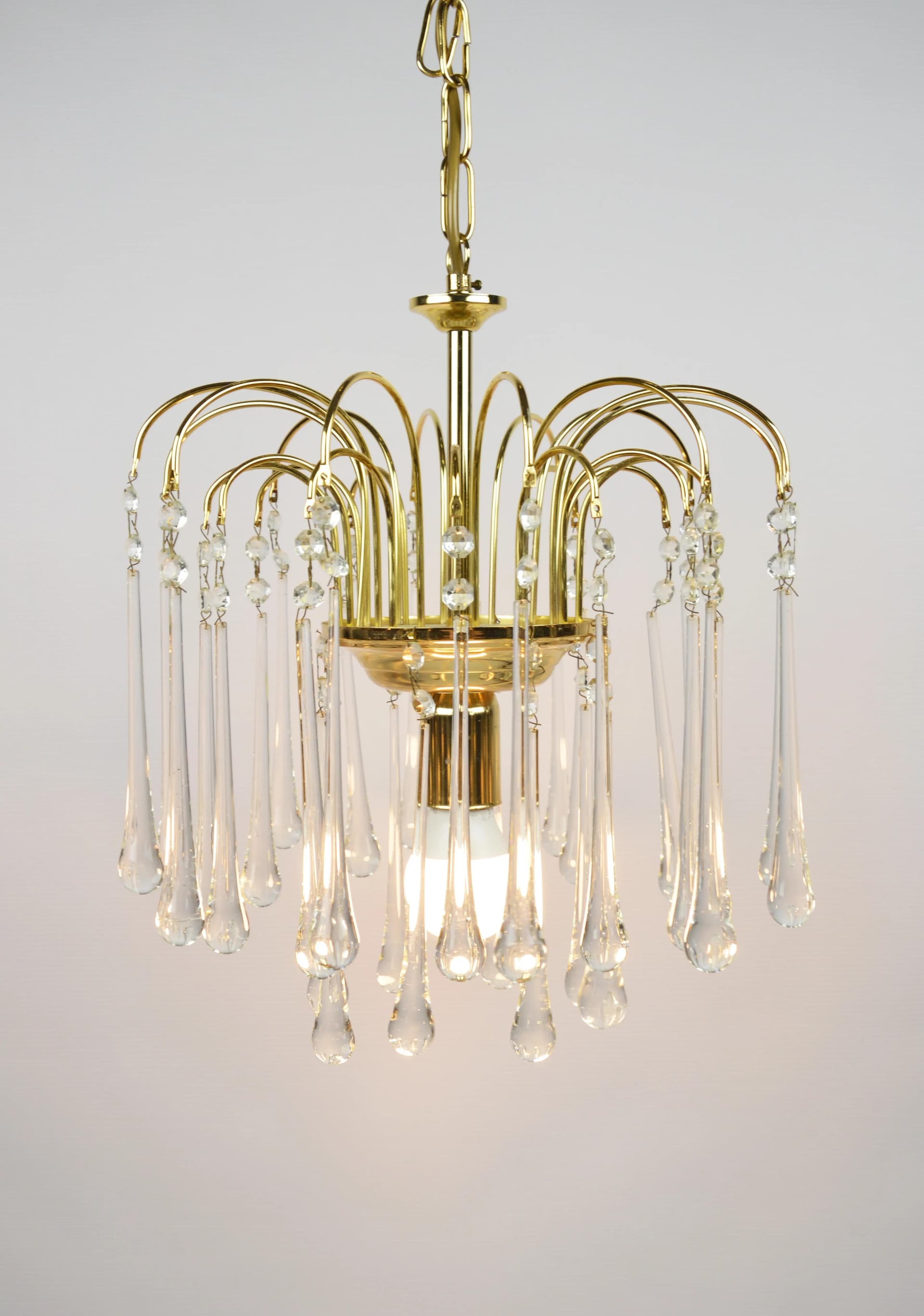 Chandelier Orion, transparent glass, gold metal, Austria, 1970s - 86541