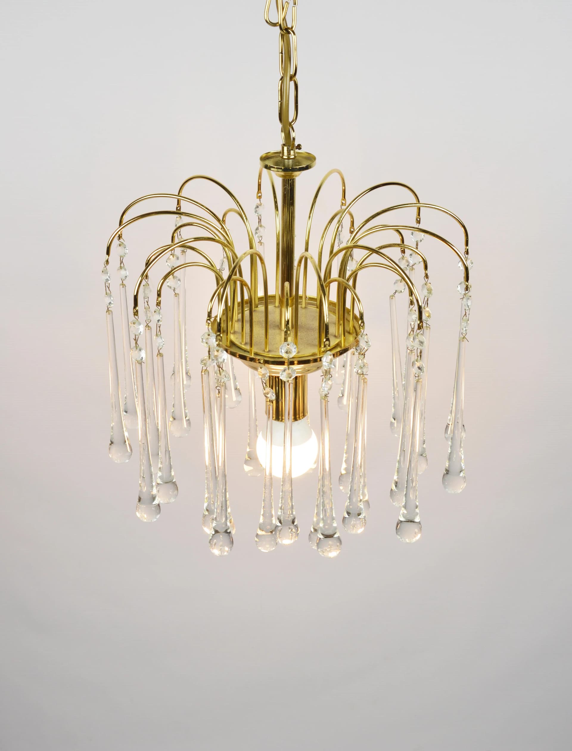 Chandelier Orion, transparent glass, gold metal, Austria, 1970s - 86537
