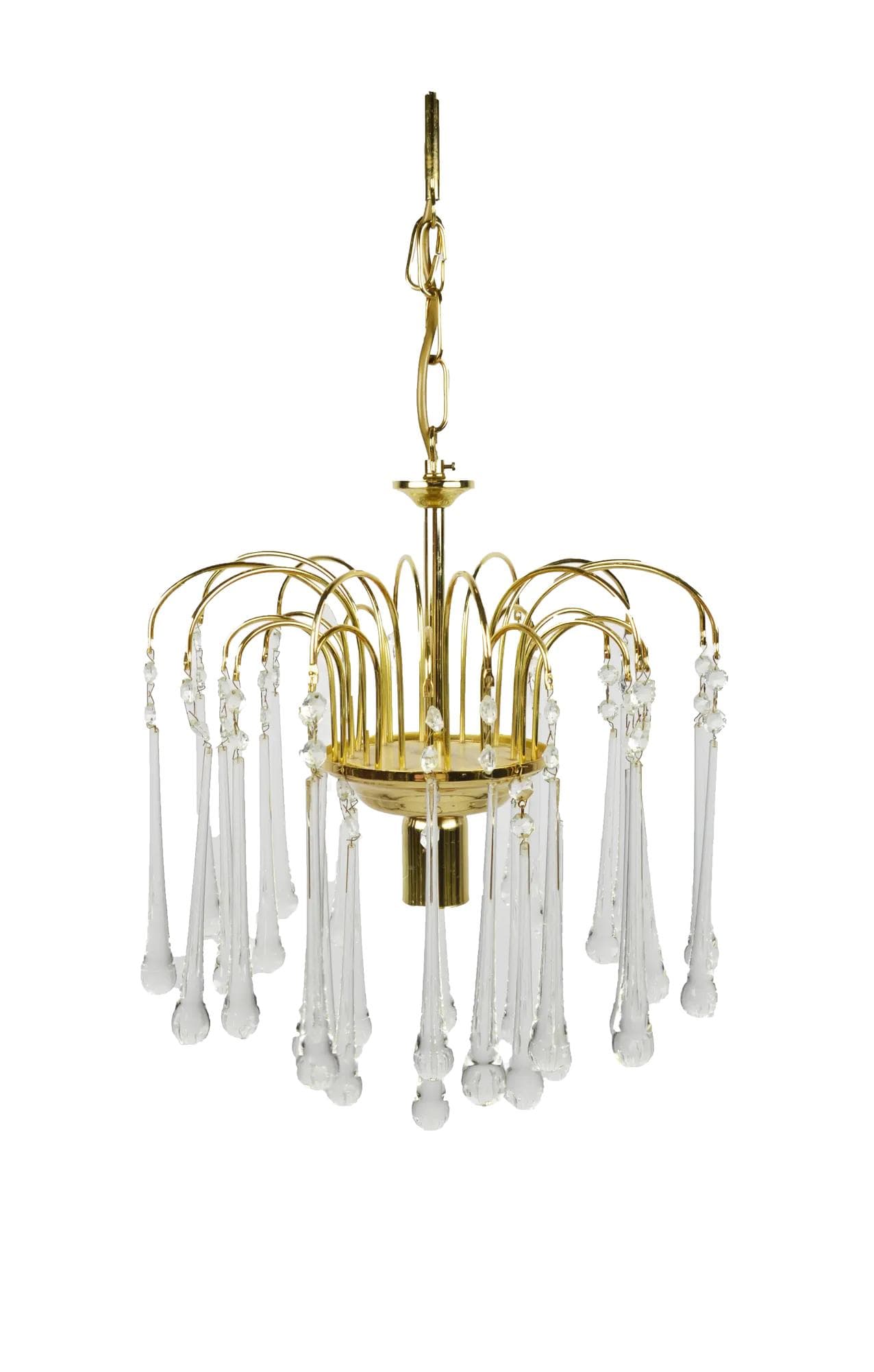 Chandelier Orion, transparent glass, gold metal, Austria, 1970s