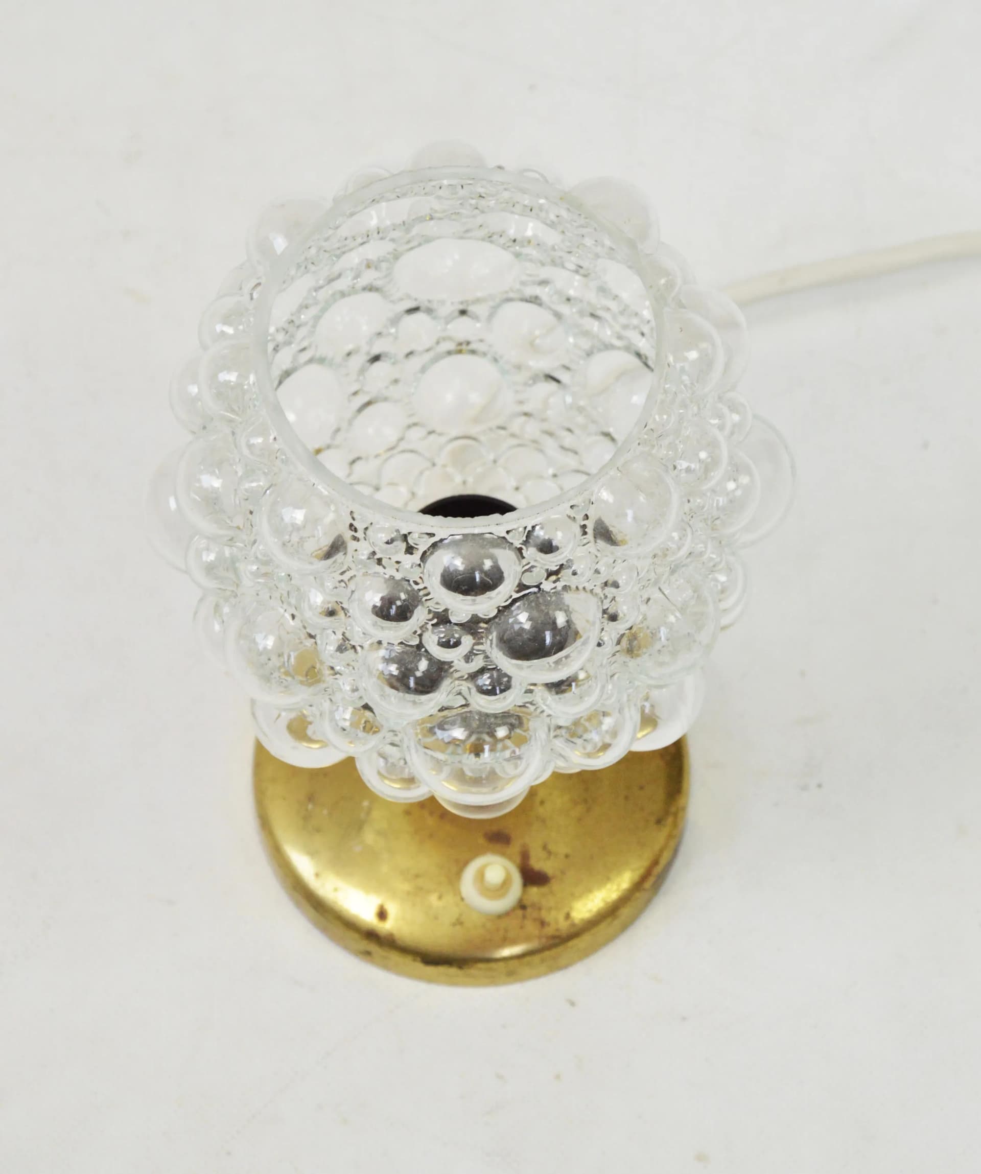 Lampka stołowa Bubble, szkło transparentne, mosiądz, Polska, lata 70. - 86524